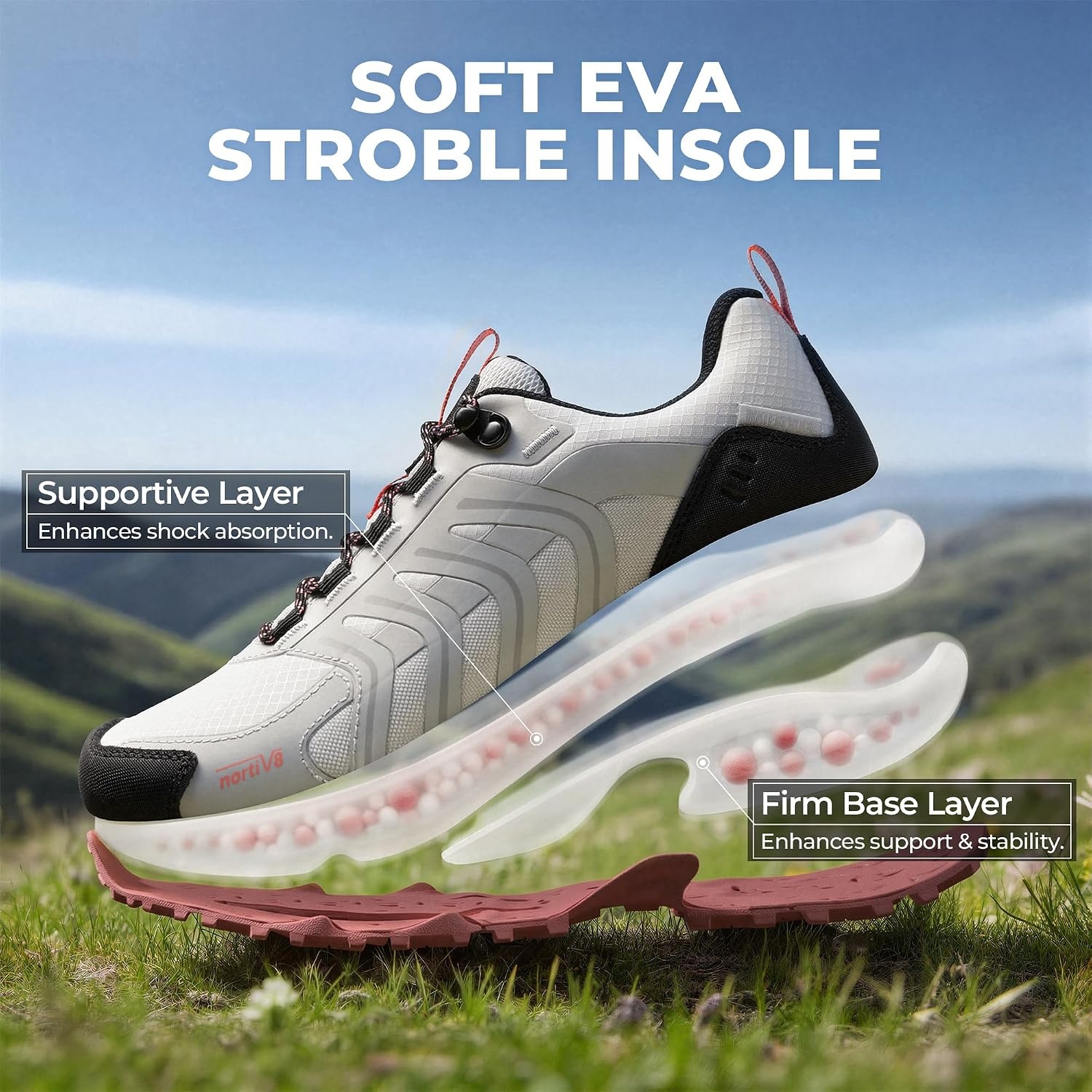 image:imageNORTIV 8 Womens Waterproof Hiking Shoes Lightweight Travel for Walking All Day Comfort NonSlip Outdoor Trekking Camping Climbing Fashion Sneakers Armadillo FieldLiteGrey Pink
