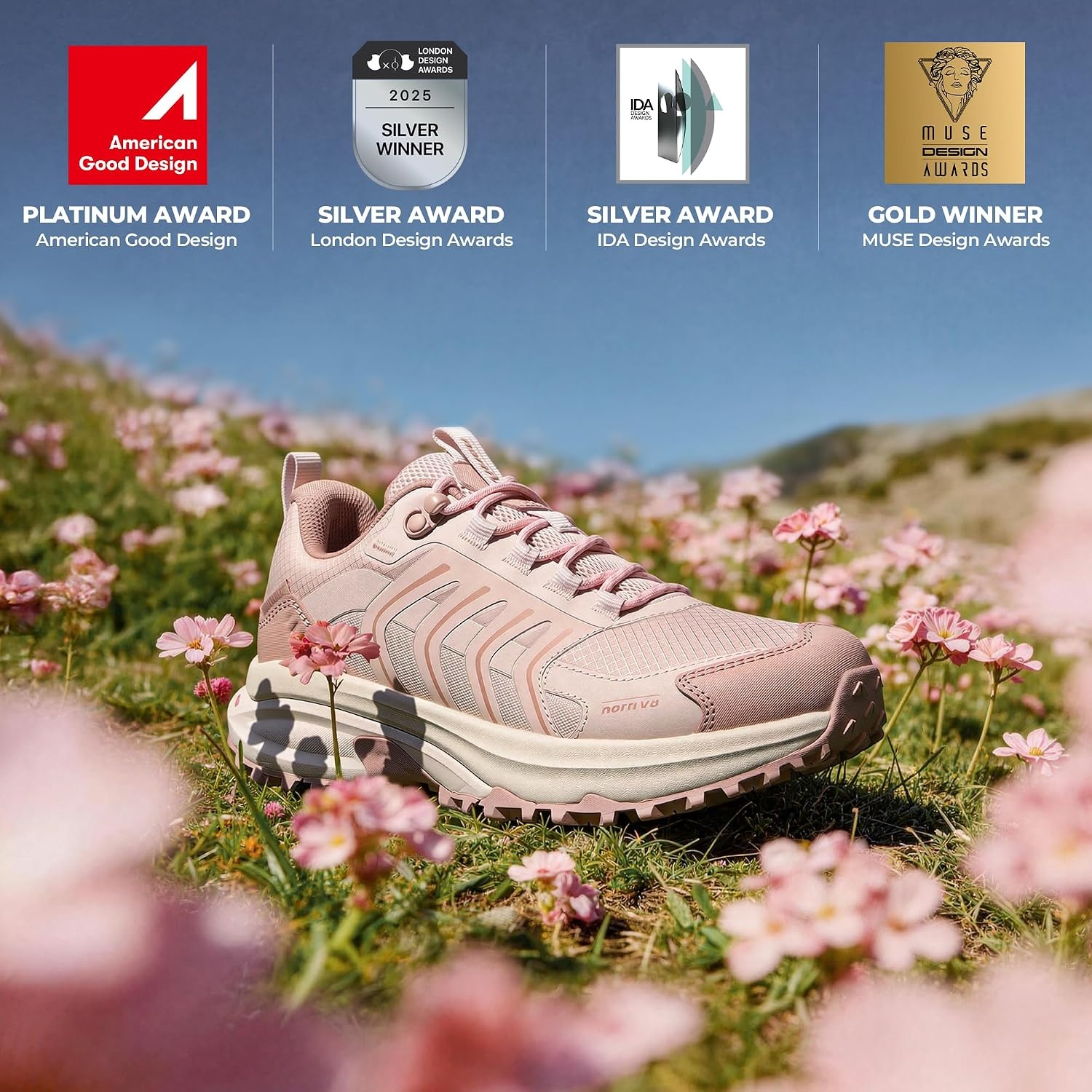 image:imageNORTIV 8 Womens Waterproof Hiking Shoes Lightweight Travel for Walking All Day Comfort NonSlip Outdoor Trekking Camping Climbing Fashion Sneakers Armadillo FieldLiteLight Pink