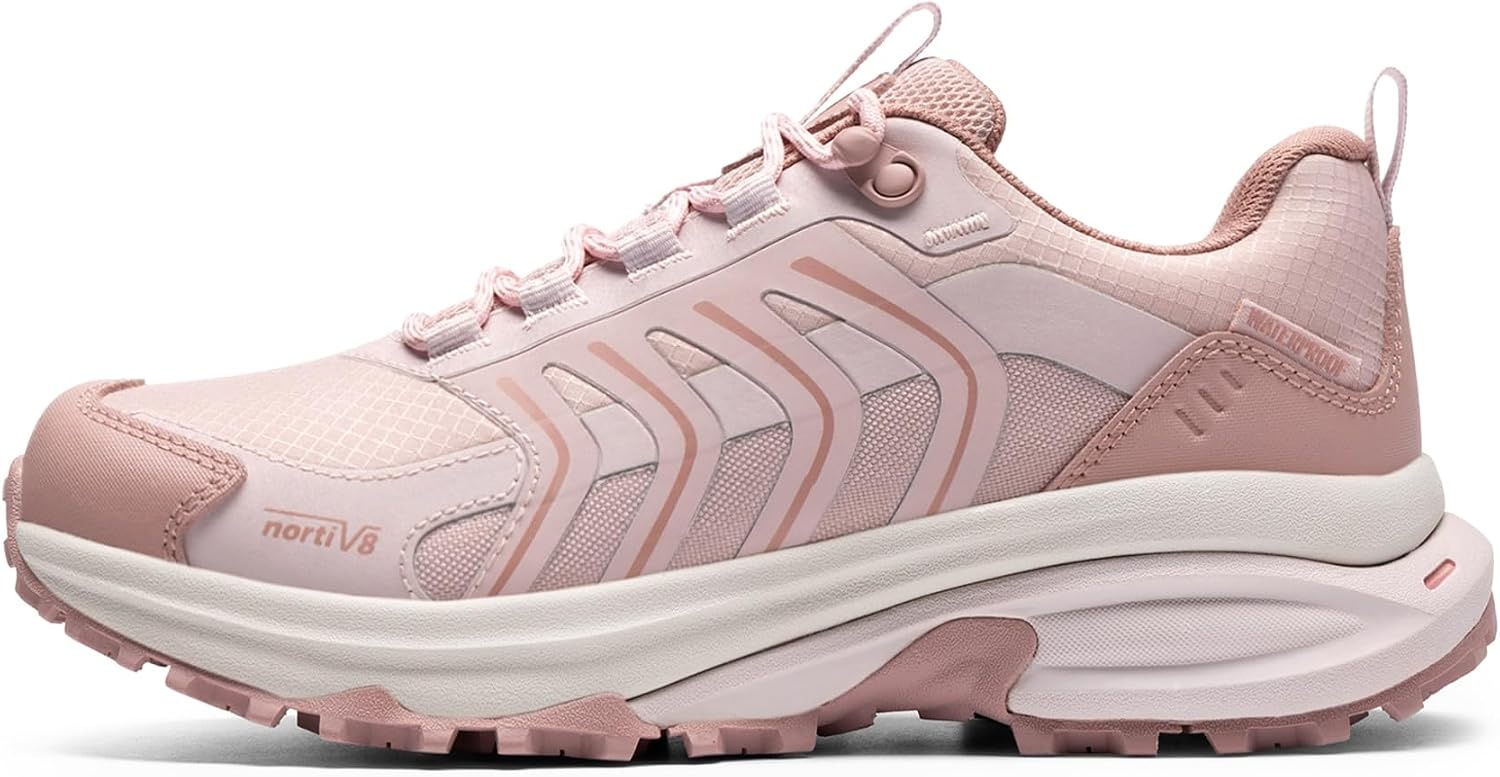 image:imageNORTIV 8 Womens Waterproof Hiking Shoes Lightweight Travel for Walking All Day Comfort NonSlip Outdoor Trekking Camping Climbing Fashion Sneakers Armadillo FieldLiteLight Pink