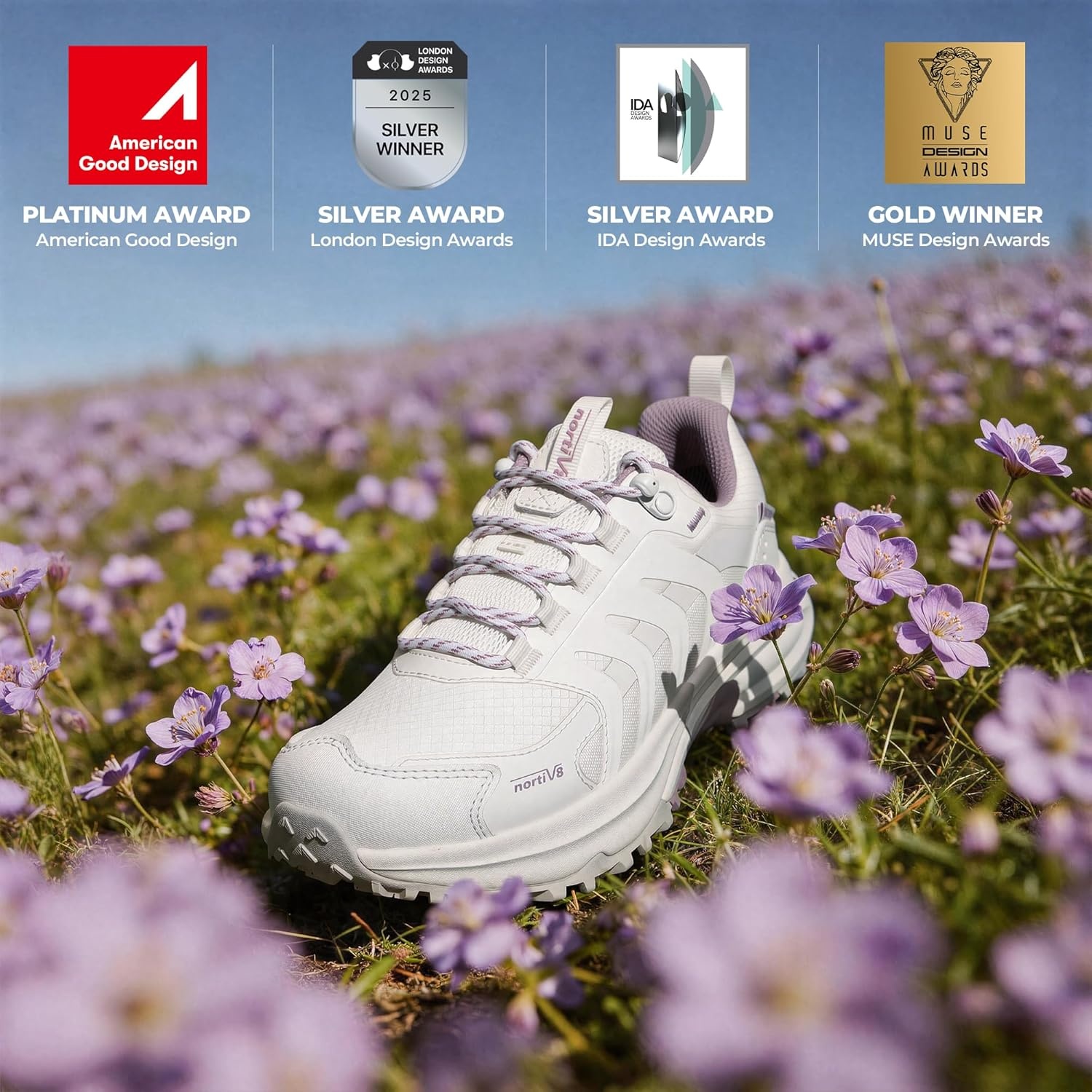 image:imageNORTIV 8 Womens Waterproof Hiking Shoes Lightweight Travel for Walking All Day Comfort NonSlip Outdoor Trekking Camping Climbing Fashion Sneakers Armadillo FieldLiteWhitePurple