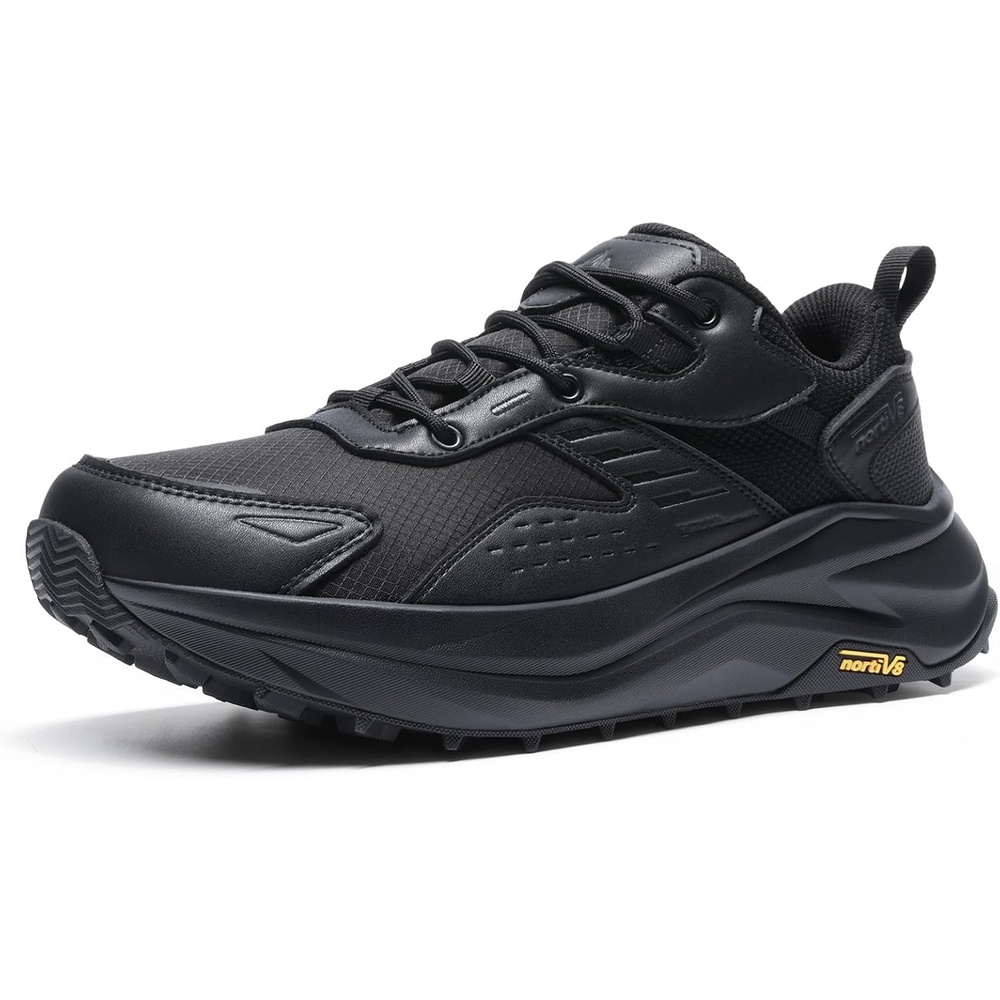 image:imageNORTIV 8 Mens Wide Toe Box Hiking Shoes Low Drop Waterproof Hiking Shoes for Walking Outdoor Trekking Camping Climbing Daily Fashion SneakersBlack