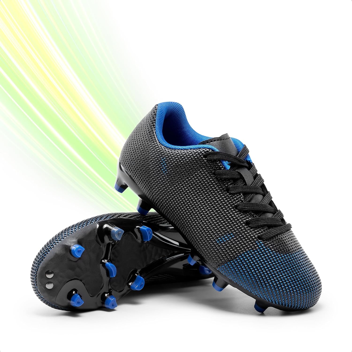 image:imageDREAM PAIRS Boys Girls Soccer Cleats Youth Firm Groud Athletic Outdoor Trainning Football Shoes for LittleBig KidBlackBlue