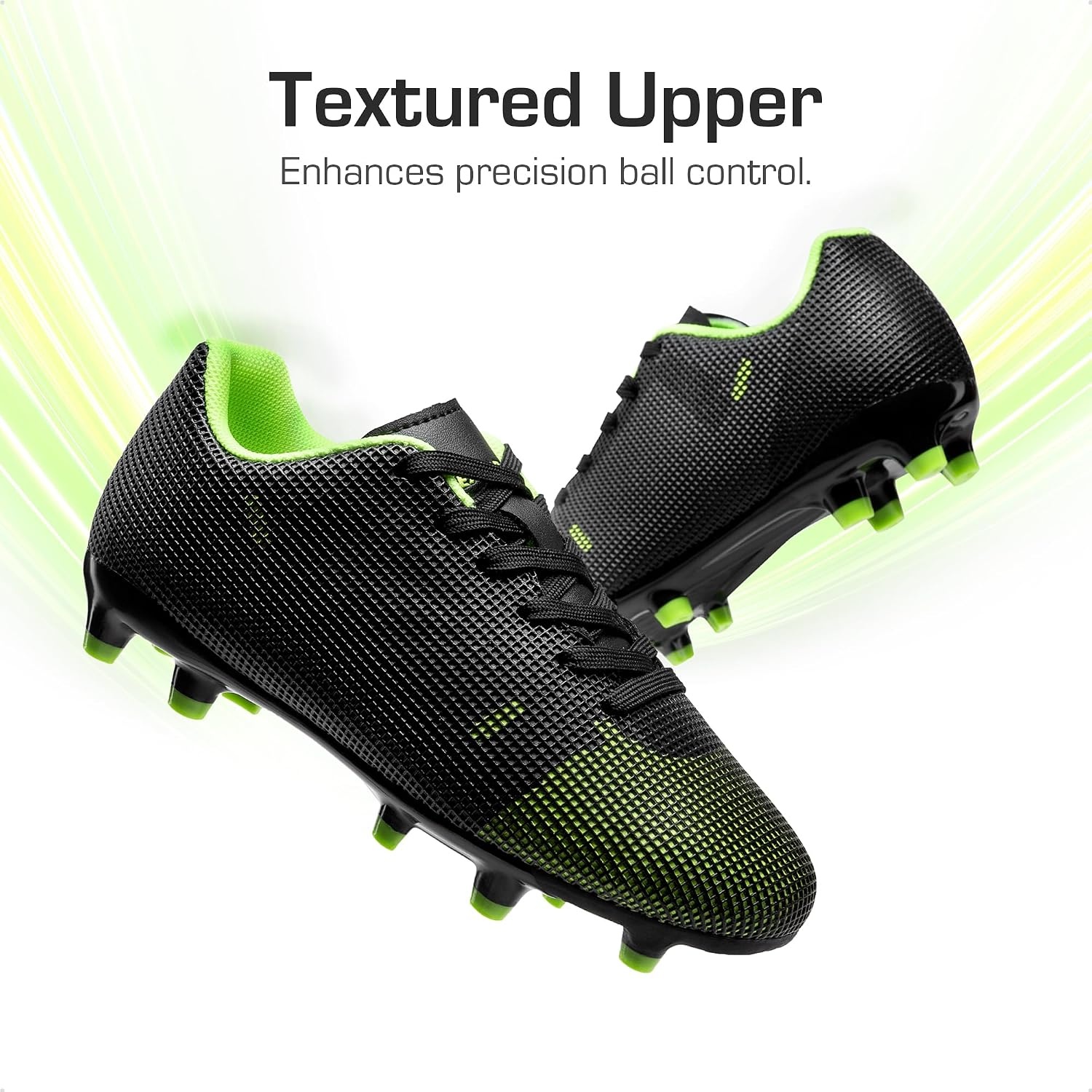 image:imageDREAM PAIRS Boys Girls Soccer Cleats Youth Firm Groud Athletic Outdoor Trainning Football Shoes for LittleBig KidBlackNeon Green