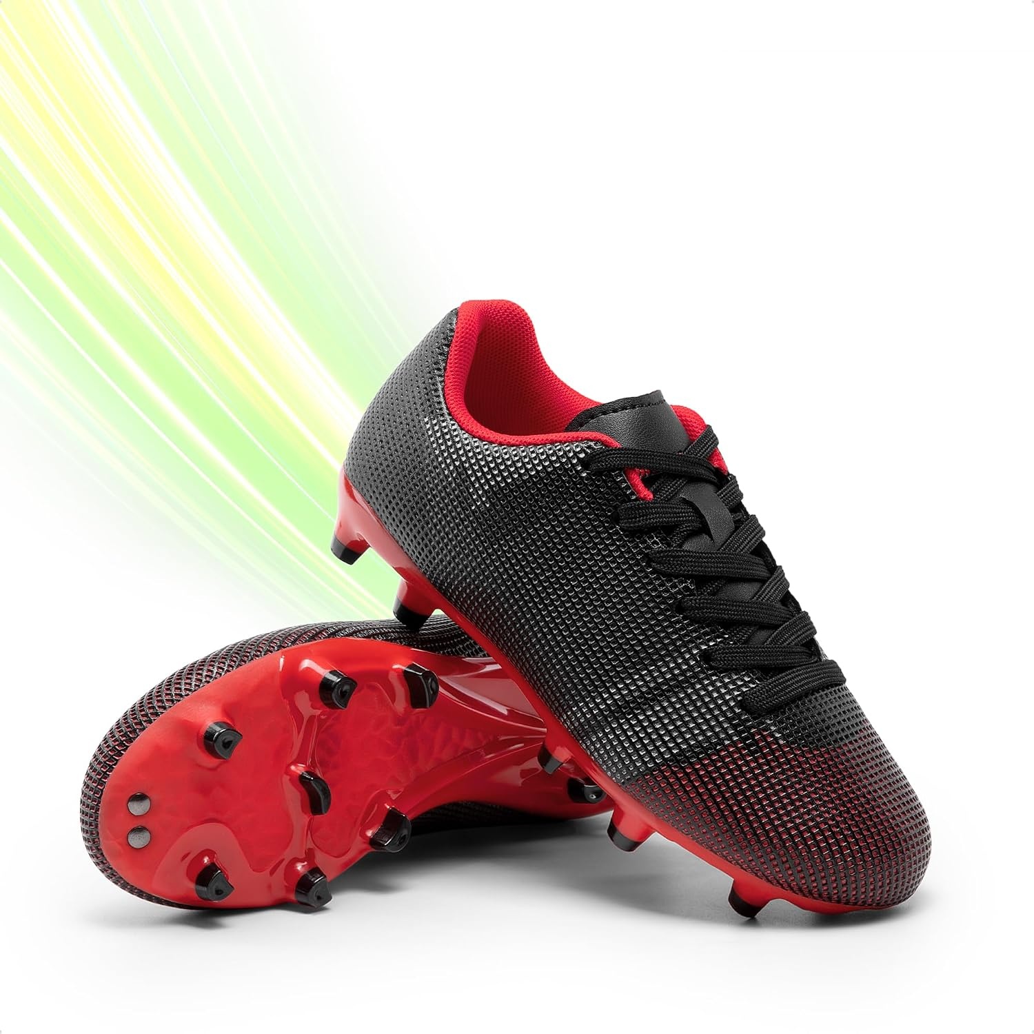 image:imageDREAM PAIRS Boys Girls Soccer Cleats Youth Firm Groud Athletic Outdoor Trainning Football Shoes for LittleBig KidBlackRed