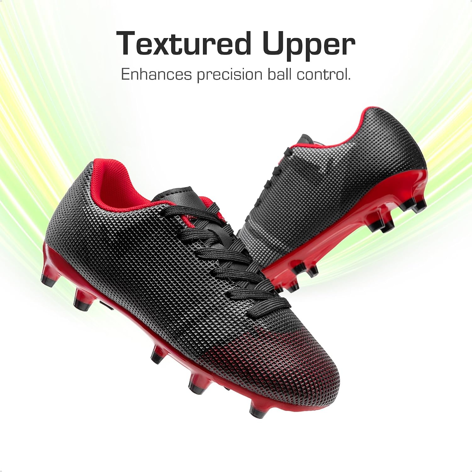 image:imageDREAM PAIRS Boys Girls Soccer Cleats Youth Firm Groud Athletic Outdoor Trainning Football Shoes for LittleBig KidBlackRed
