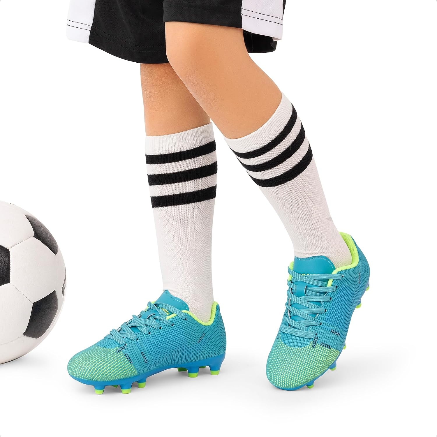 image:imageDREAM PAIRS Boys Girls Soccer Cleats Youth Firm Groud Athletic Outdoor Trainning Football Shoes for LittleBig KidBlueNeon Green