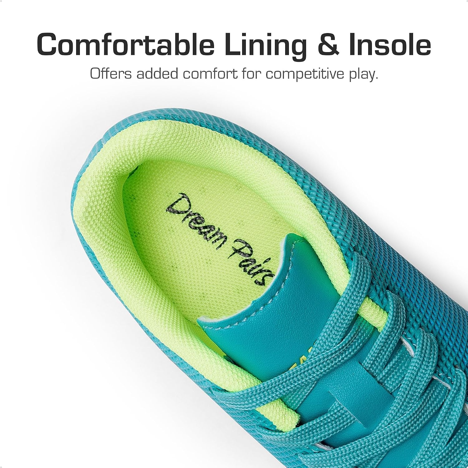 image:imageDREAM PAIRS Boys Girls Soccer Cleats Youth Firm Groud Athletic Outdoor Trainning Football Shoes for LittleBig KidBlueNeon Green