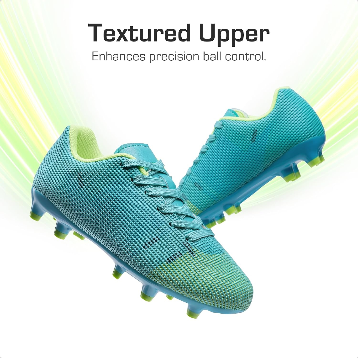 image:imageDREAM PAIRS Boys Girls Soccer Cleats Youth Firm Groud Athletic Outdoor Trainning Football Shoes for LittleBig KidBlueNeon Green