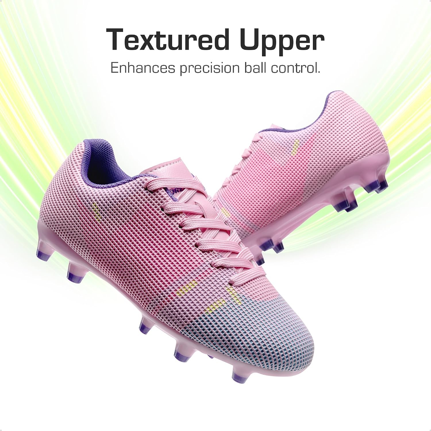 image:imageDREAM PAIRS Boys Girls Soccer Cleats Youth Firm Groud Athletic Outdoor Trainning Football Shoes for LittleBig KidPinkPruple