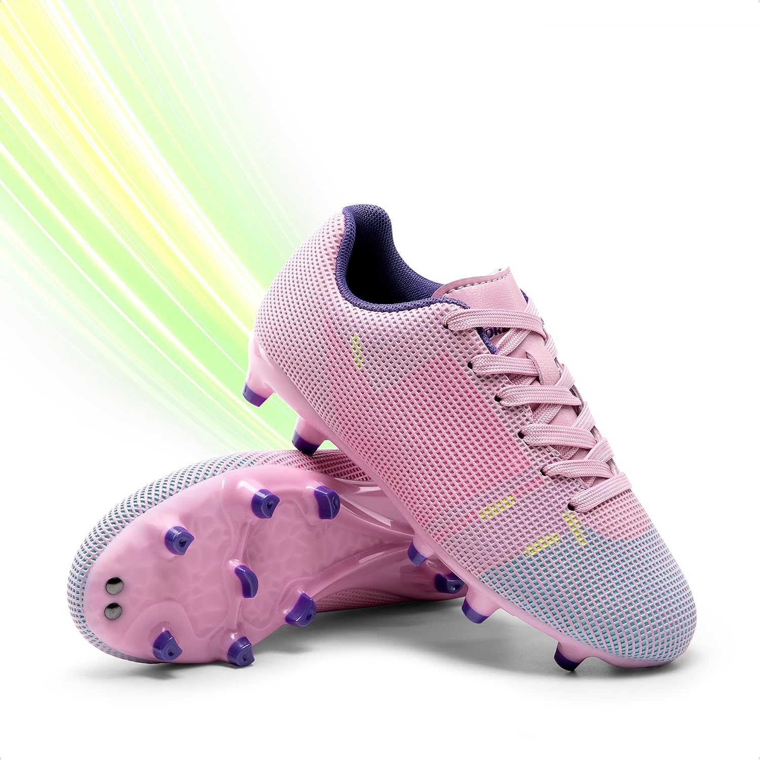 image:imageDREAM PAIRS Boys Girls Soccer Cleats Youth Firm Groud Athletic Outdoor Trainning Football Shoes for LittleBig KidPinkPruple