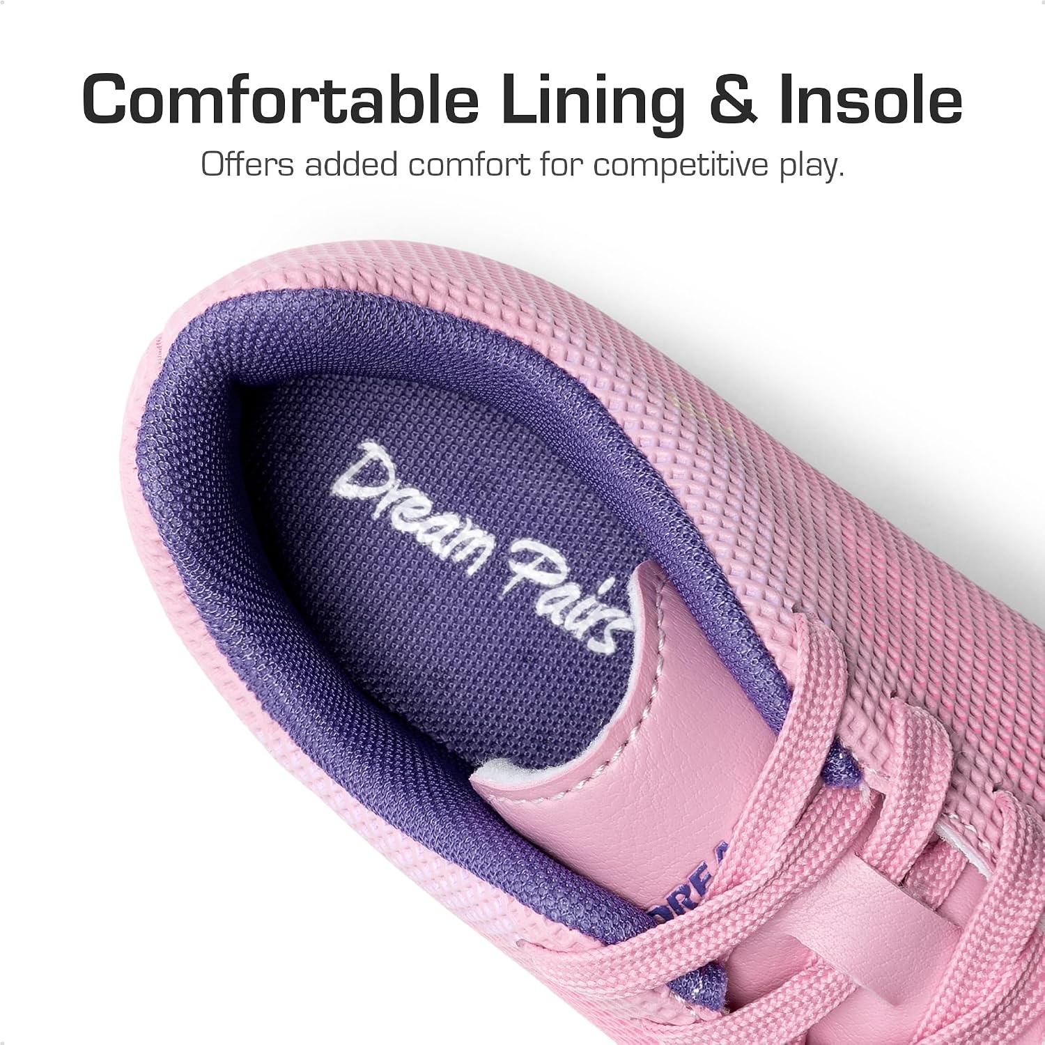 image:imageDREAM PAIRS Boys Girls Soccer Cleats Youth Firm Groud Athletic Outdoor Trainning Football Shoes for LittleBig KidPinkPruple