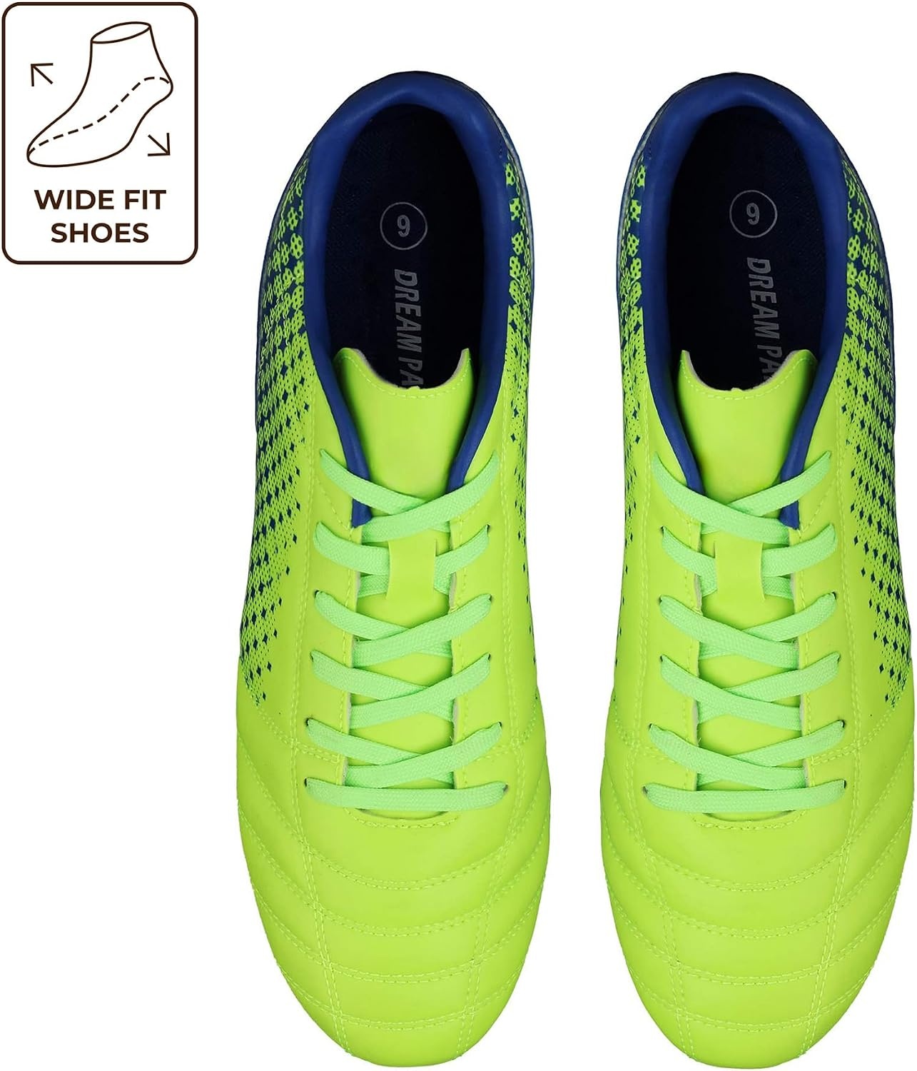 image:imageDREAM PAIRS Mens Firm Ground Soccer Shoes Mens Soccer Cleats with Lightweight Design TPU Studs Breathable Upper and Wide Fit Comfort for Fast Firm Ground PlayNeonGreenRoyal