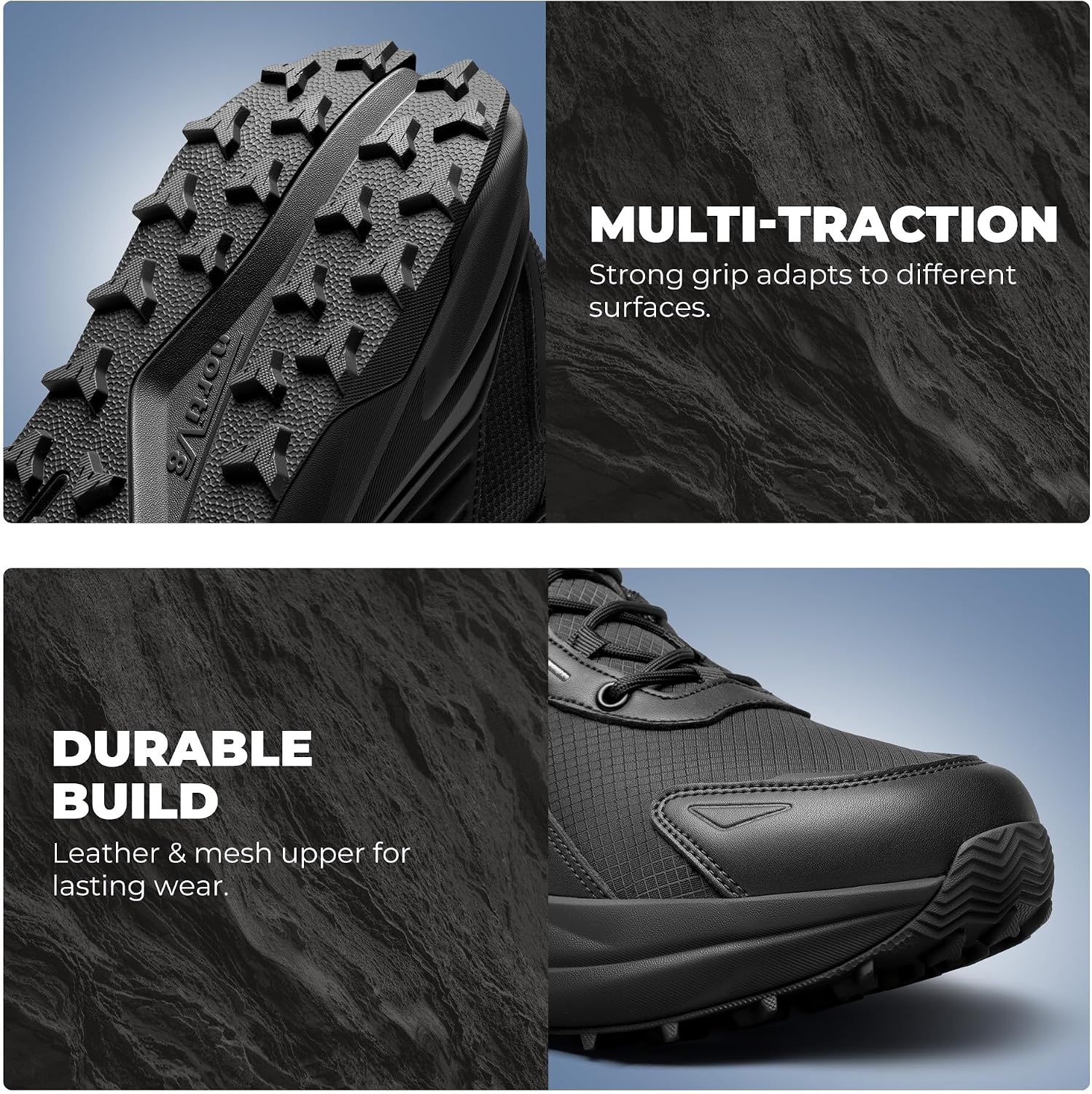 image:imageNORTIV 8 Mens Wide Toe Box Waterproof Hiking Shoes Lightweight Comfortable Low Drop Hiking Shoes for Travel Hiking Outdoor Walking Trekking Camping Summer VacationBlack