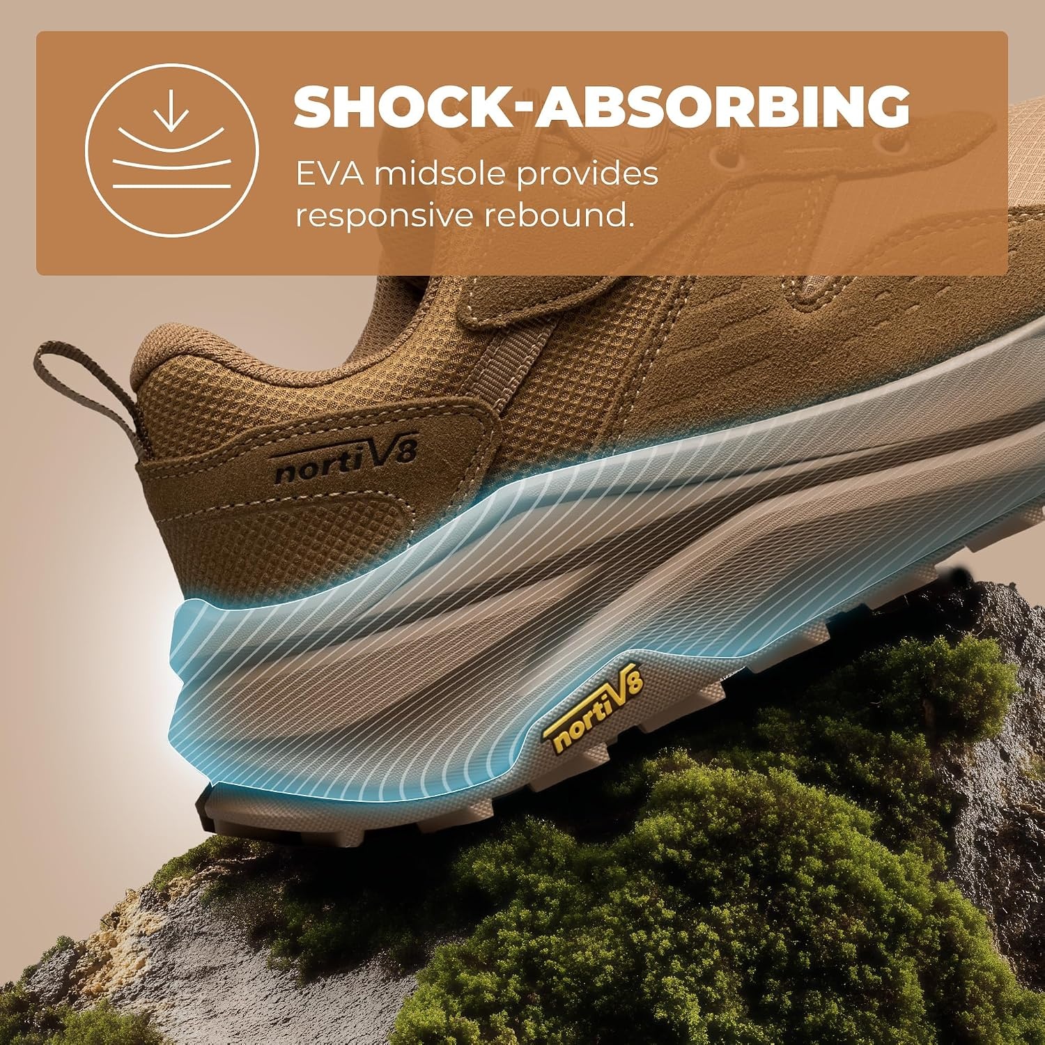 image:imageNORTIV 8 Mens Wide Toe Box Waterproof Hiking Shoes Lightweight Comfortable Low Drop Hiking Shoes for Travel Hiking Outdoor Walking Trekking Camping Summer VacationCoyote