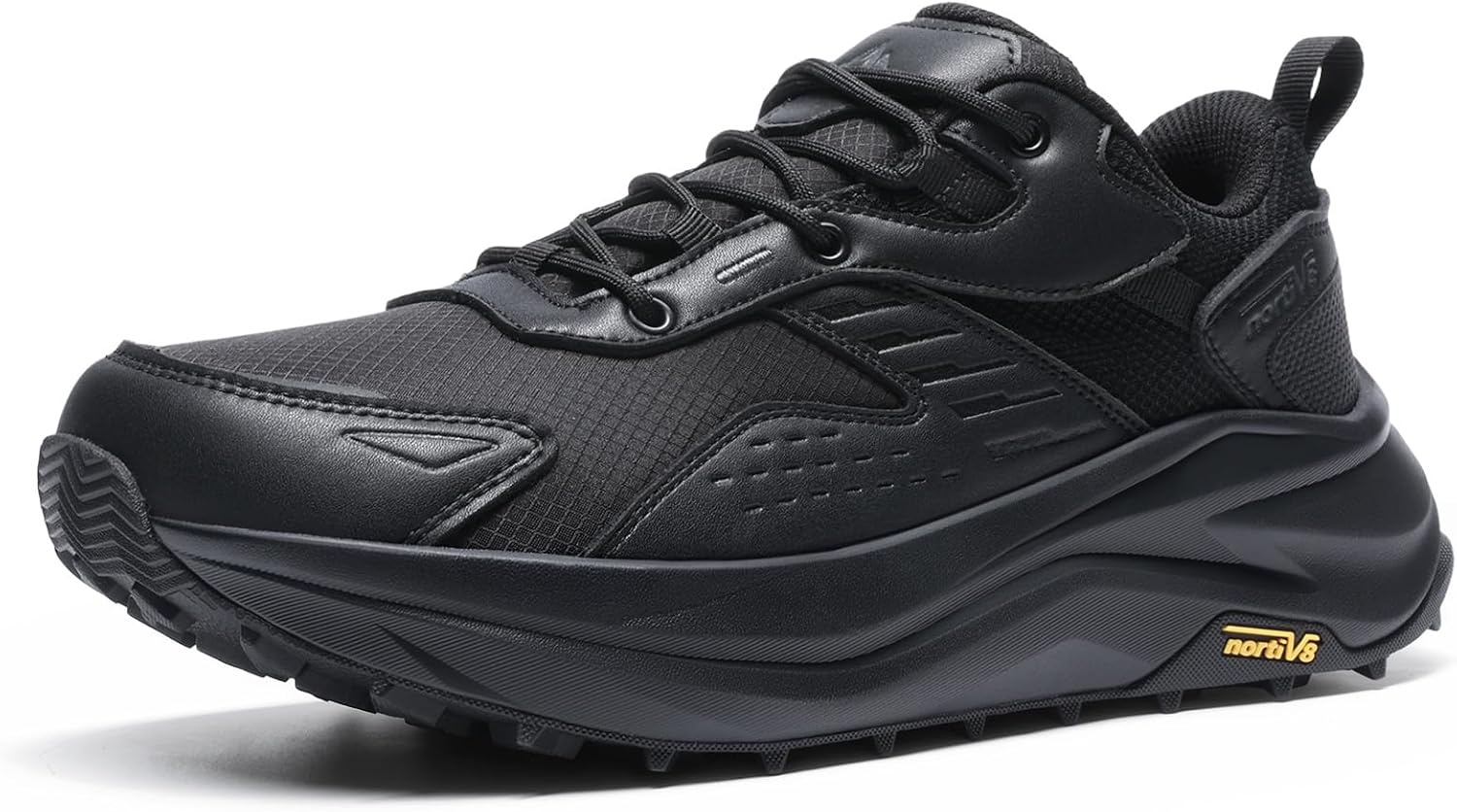 image:imageNORTIV 8 Mens Wide Toe Box Waterproof Hiking Shoes Lightweight Comfortable Low Drop Hiking Shoes for Travel Hiking Outdoor Walking Trekking Camping Summer VacationBlack