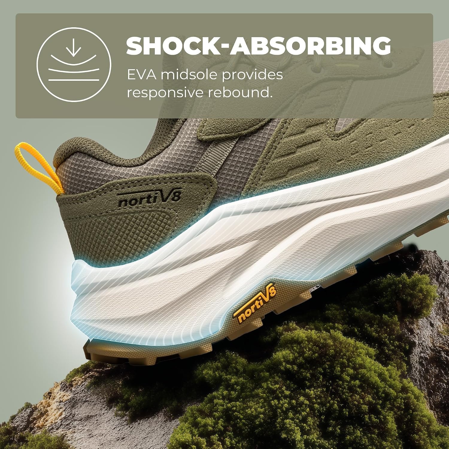 image:imageNORTIV 8 Mens Wide Toe Box Waterproof Hiking Shoes Lightweight Comfortable Low Drop Hiking Shoes for Travel Hiking Outdoor Walking Trekking Camping Summer VacationOlive