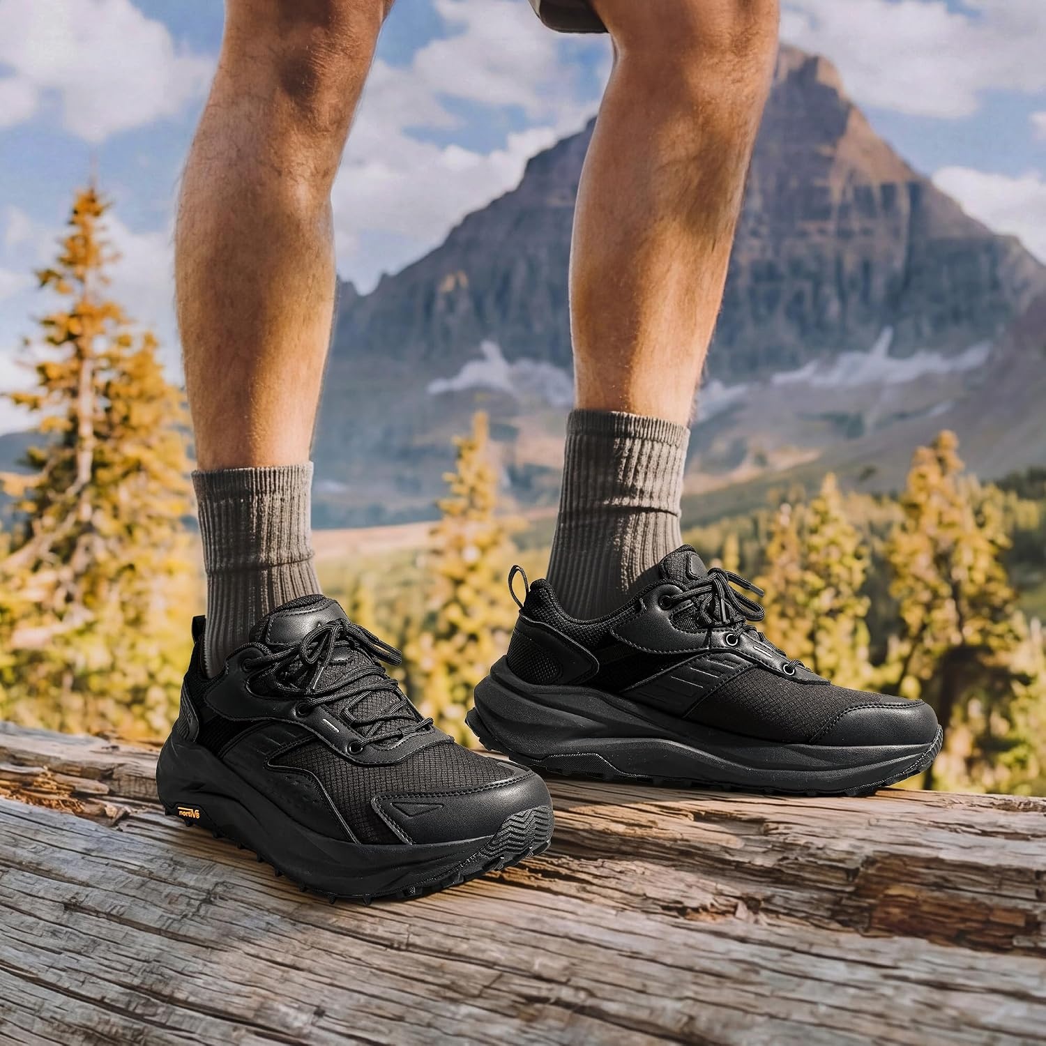image:imageNORTIV 8 Mens Wide Toe Box Waterproof Hiking Shoes Lightweight Comfortable Low Drop Hiking Shoes for Travel Hiking Outdoor Walking Trekking Camping Summer VacationBlack