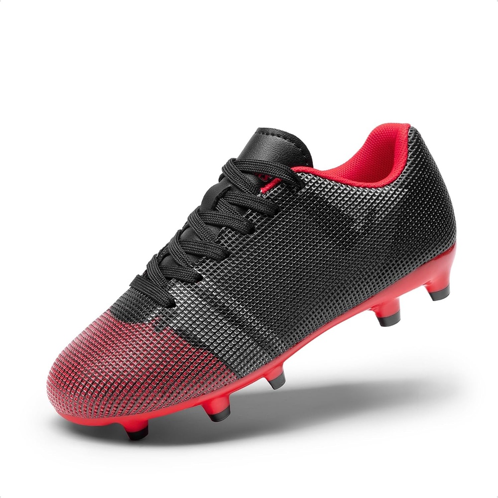 image:imageDREAM PAIRS Boys Girls Soccer Cleats Youth Firm Groud Athletic Outdoor Trainning Football Shoes for LittleBig KidBlackRed