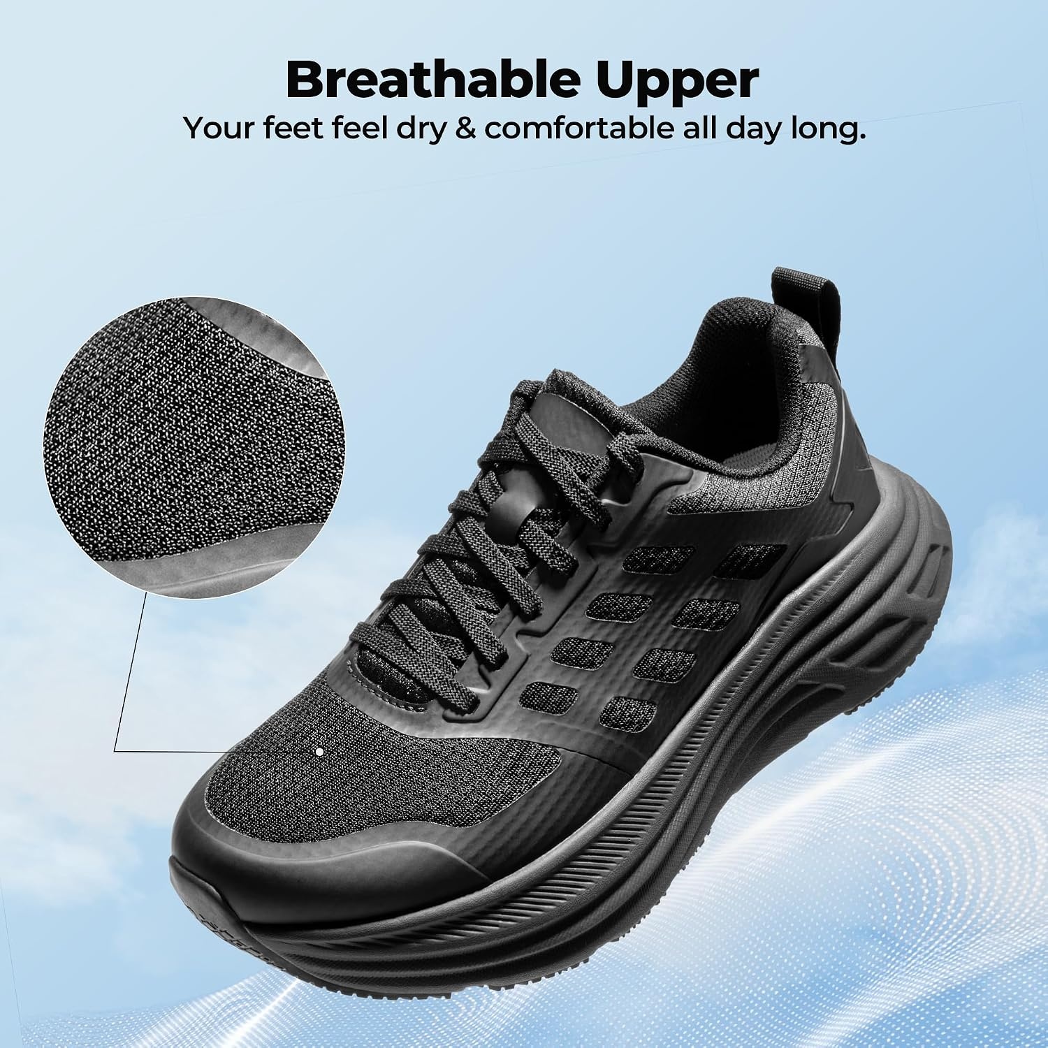 image:imageNORTIV 8 Womens Walking Shoes Running Tennis Sneakers Cushion NonSlip Comfortable Breathable Workout Gym Sports Athletic Fashion ActiveFloatAll Black