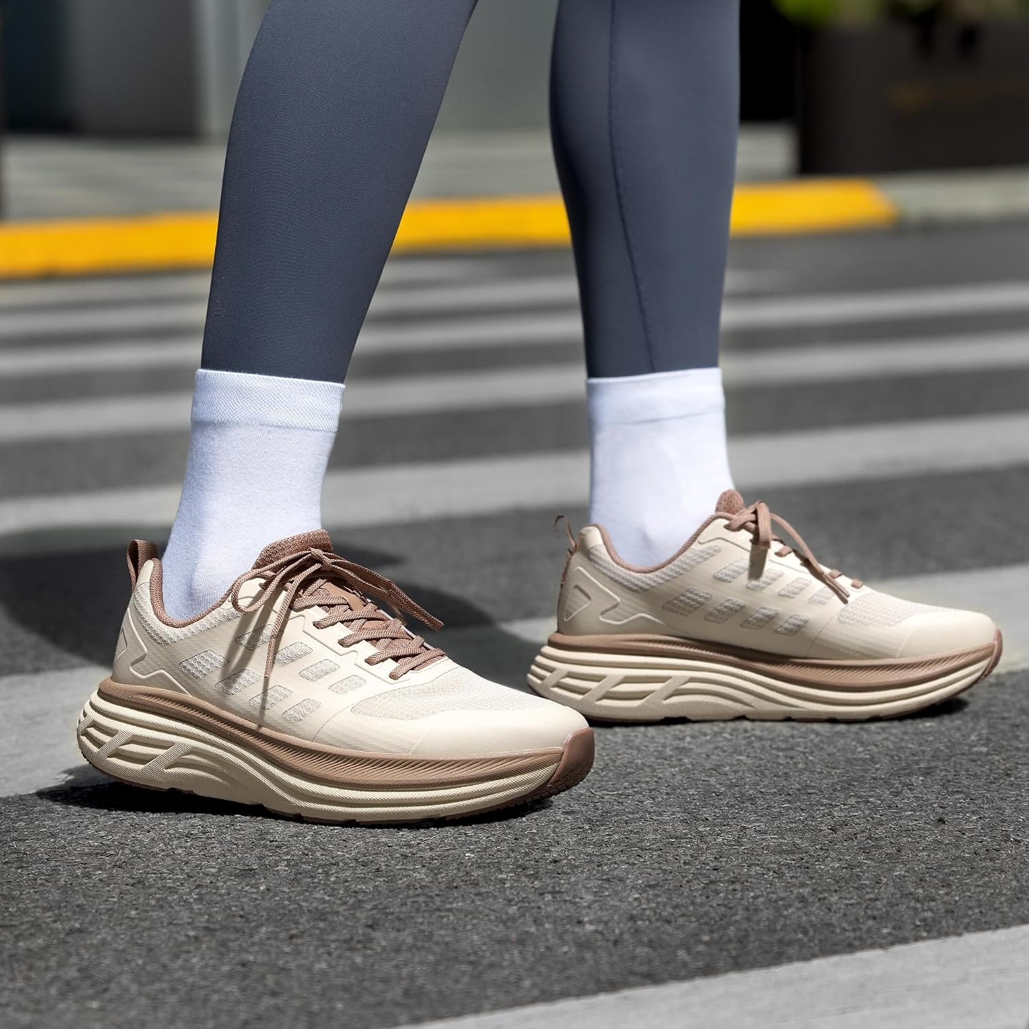 image:imageNORTIV 8 Womens Walking Shoes Running Tennis Sneakers Cushion NonSlip Comfortable Breathable Workout Gym Sports Athletic Fashion ActiveFloatBeigeKhaki