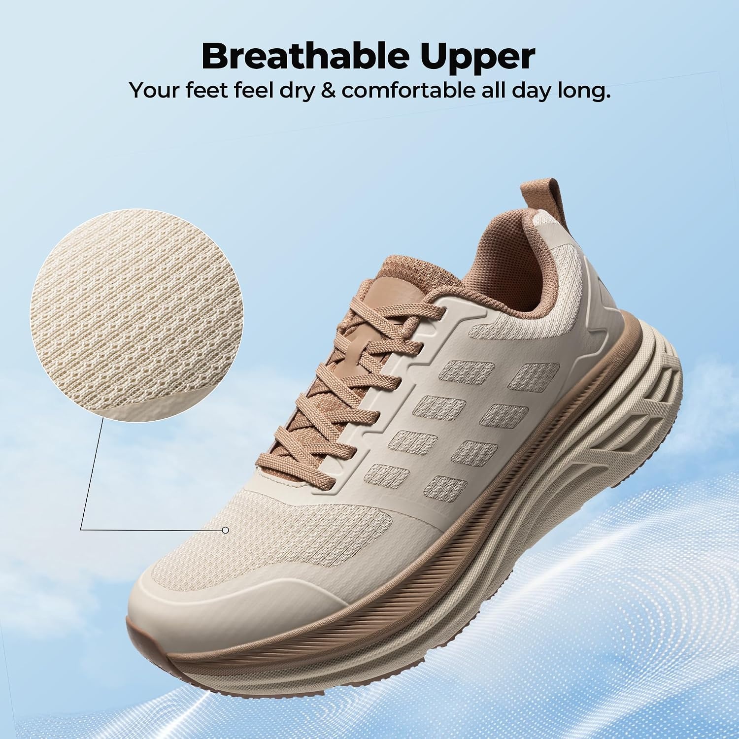 image:imageNORTIV 8 Womens Walking Shoes Running Tennis Sneakers Cushion NonSlip Comfortable Breathable Workout Gym Sports Athletic Fashion ActiveFloatBeigeKhaki