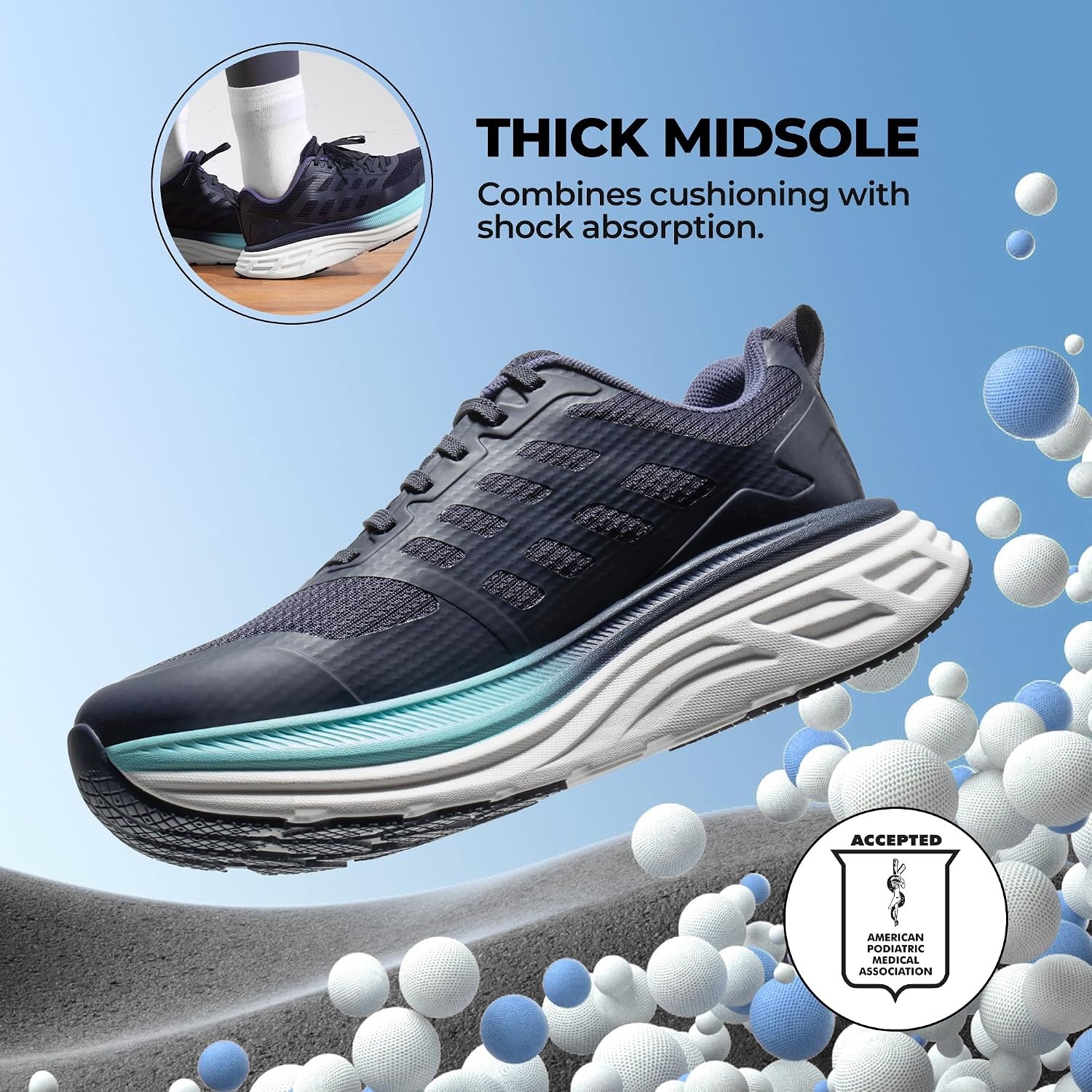 image:imageNORTIV 8 Womens Walking Shoes Running Tennis Sneakers Cushion NonSlip Comfortable Breathable Workout Gym Sports Athletic Fashion ActiveFloatBlue