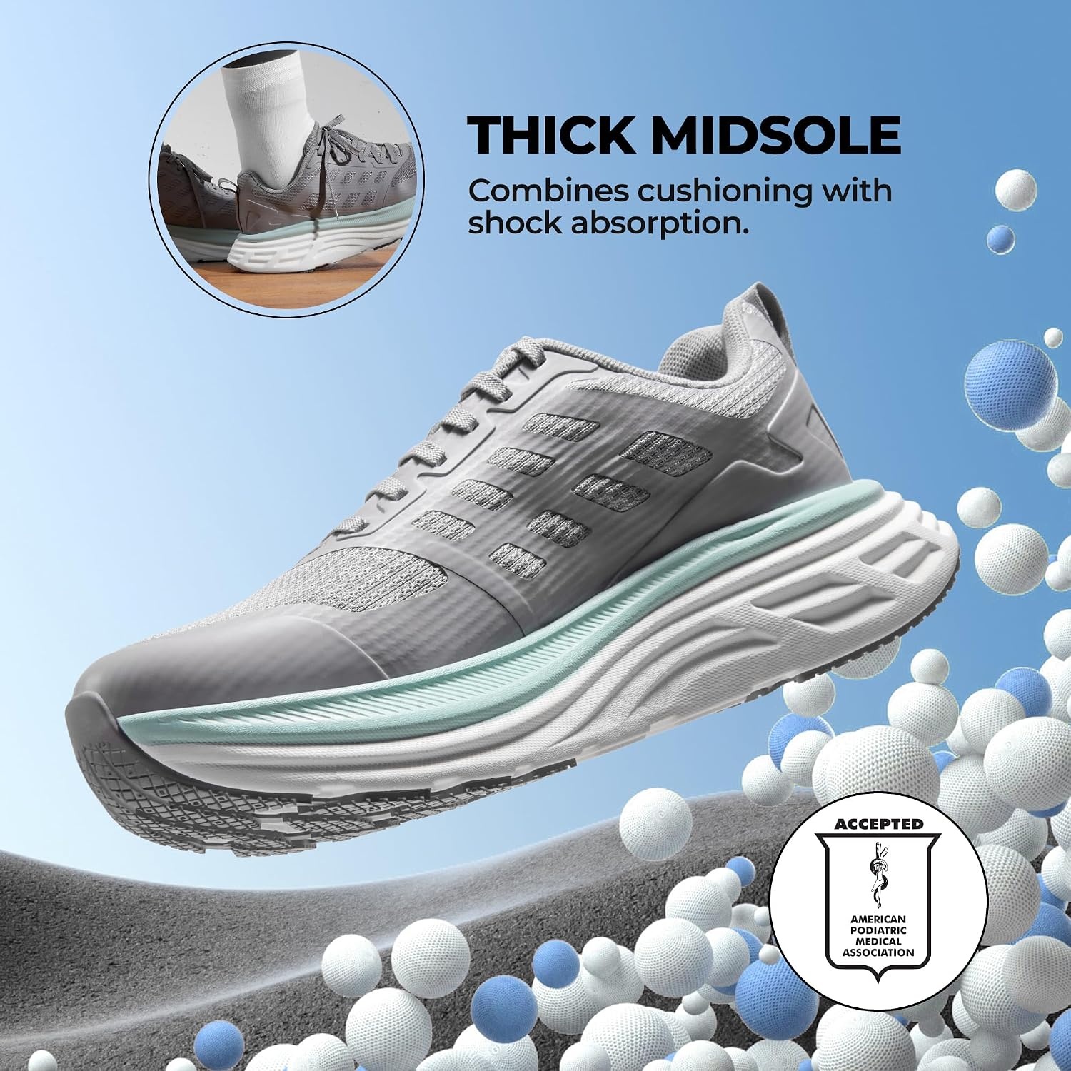 image:imageNORTIV 8 Womens Walking Shoes Running Tennis Sneakers Cushion NonSlip Comfortable Breathable Workout Gym Sports Athletic Fashion ActiveFloatGrey