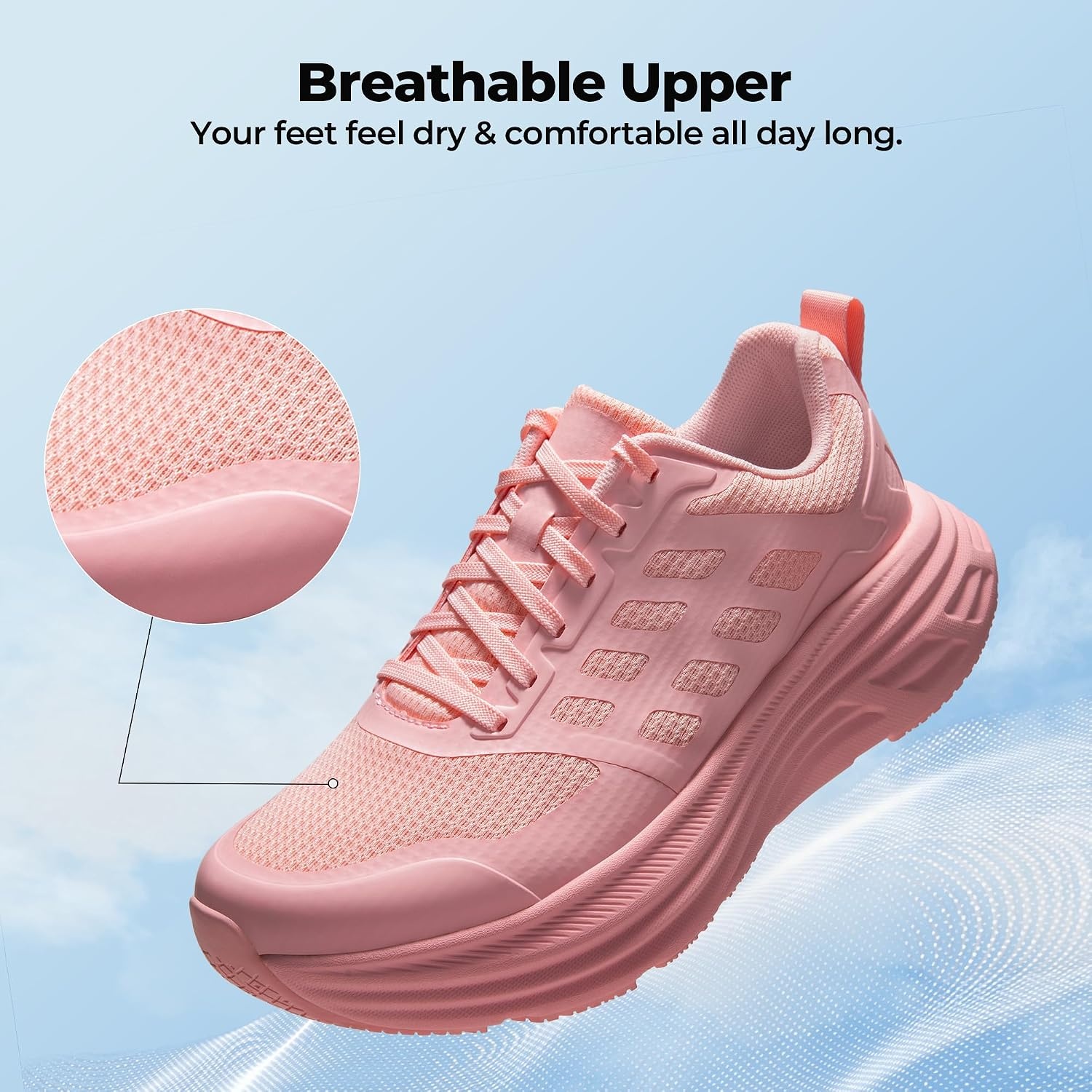 image:imageNORTIV 8 Womens Walking Shoes Running Tennis Sneakers Cushion NonSlip Comfortable Breathable Workout Gym Sports Athletic Fashion ActiveFloatPink