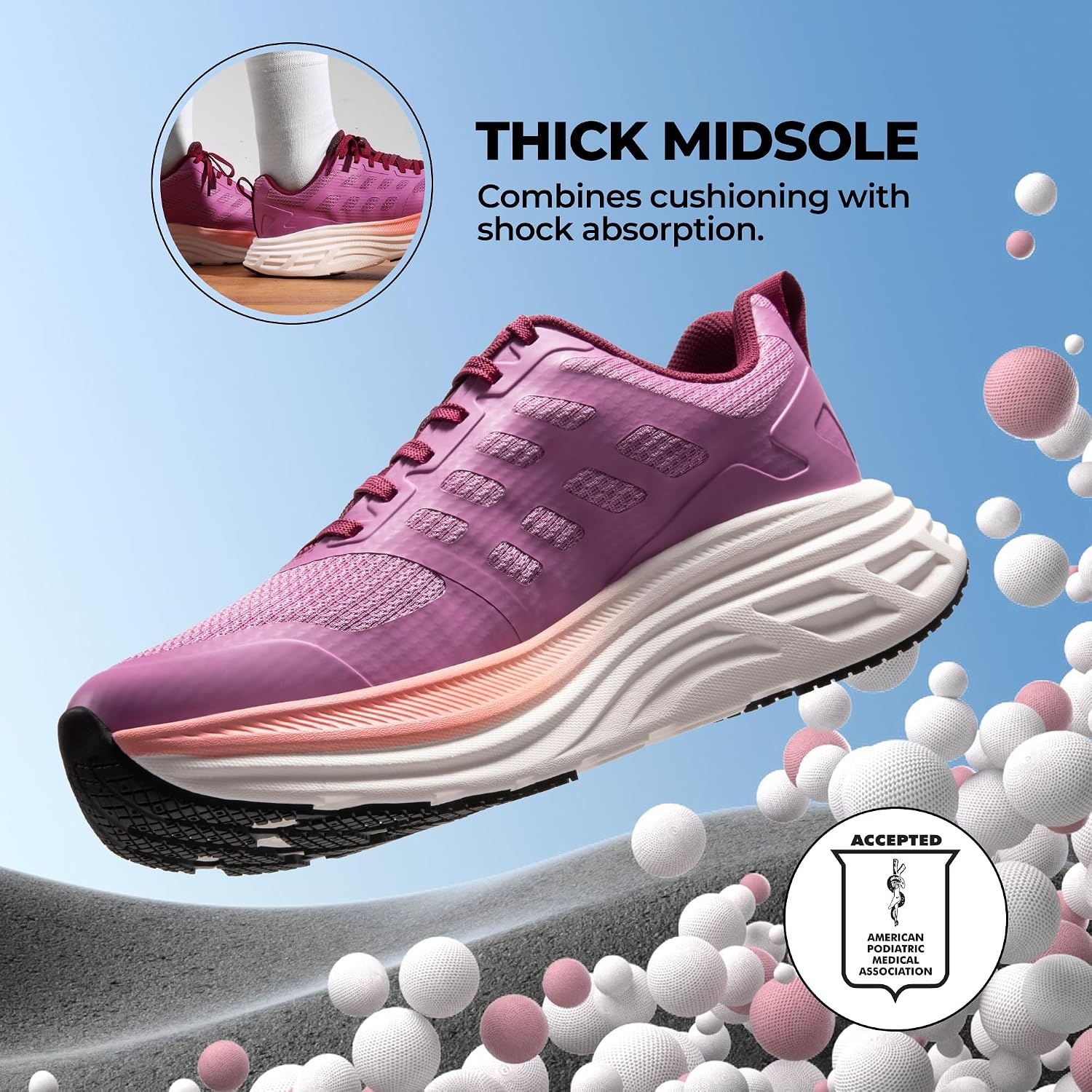 image:imageNORTIV 8 Womens Walking Shoes Running Tennis Sneakers Cushion NonSlip Comfortable Breathable Workout Gym Sports Athletic Fashion ActiveFloatPurple