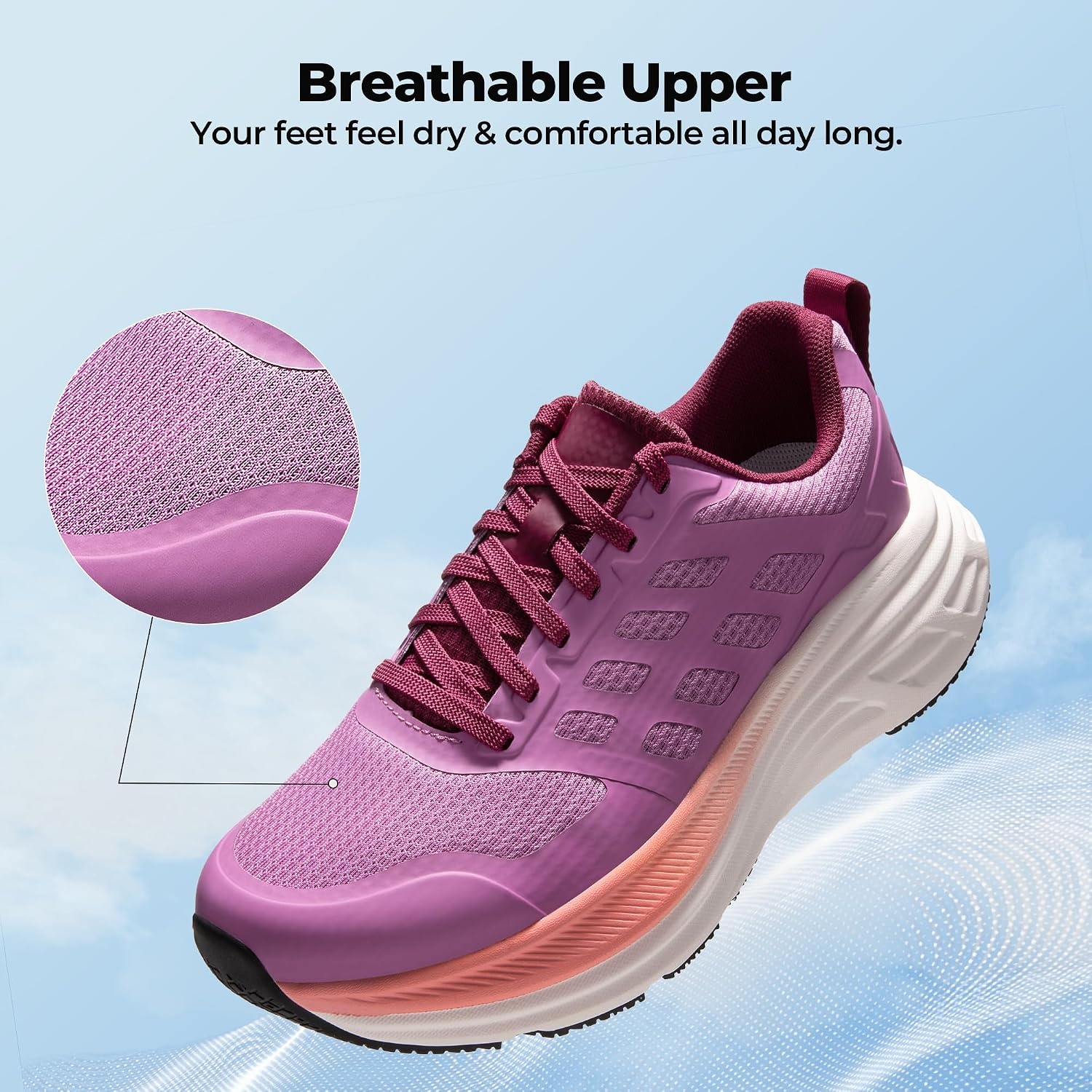 image:imageNORTIV 8 Womens Walking Shoes Running Tennis Sneakers Cushion NonSlip Comfortable Breathable Workout Gym Sports Athletic Fashion ActiveFloatPurple