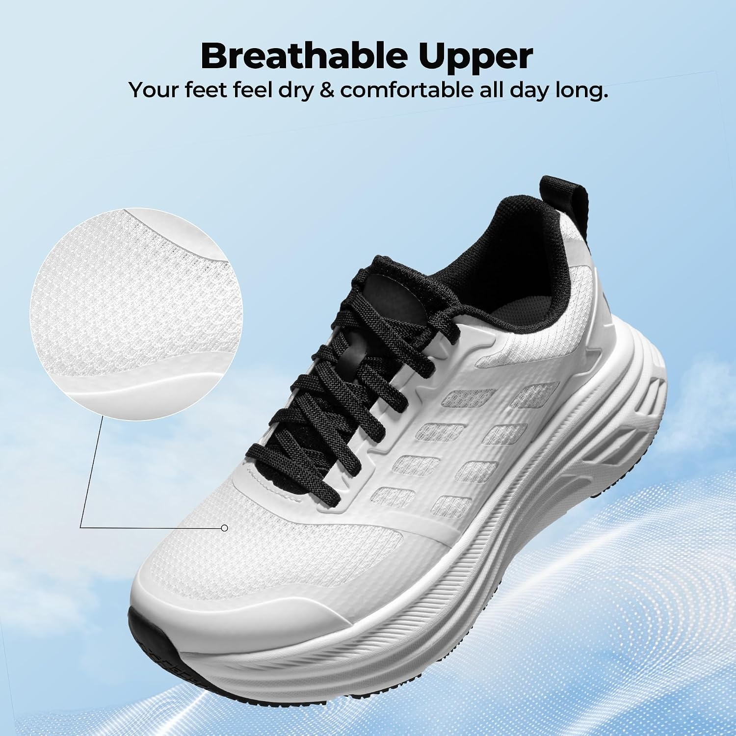 image:imageNORTIV 8 Womens Walking Shoes Running Tennis Sneakers Cushion NonSlip Comfortable Breathable Workout Gym Sports Athletic Fashion ActiveFloatWhite