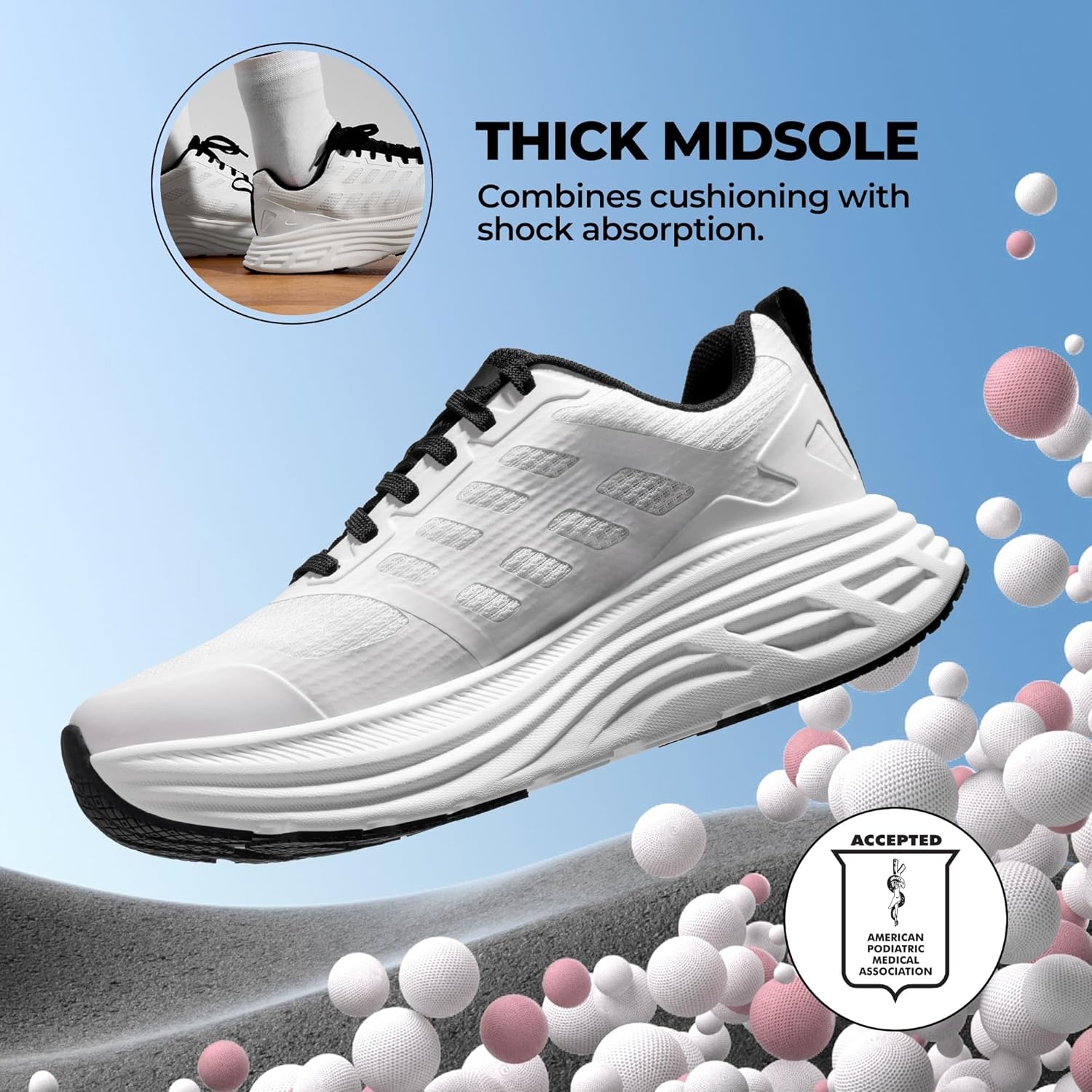 image:imageNORTIV 8 Womens Walking Shoes Running Tennis Sneakers Cushion NonSlip Comfortable Breathable Workout Gym Sports Athletic Fashion ActiveFloatWhite