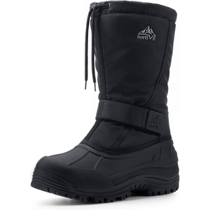 NORTIV 8 Men’s Waterproof Winter Snow Boots Insulated | Fur Liner Lightweight Outdoor Tall Boots QUEBEC-M(Black)