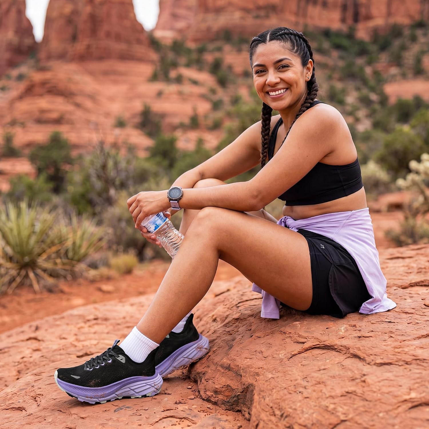 image:imageNORTIV 8 Womens Slip On Trail Running Hiking ShoesBlackPurple