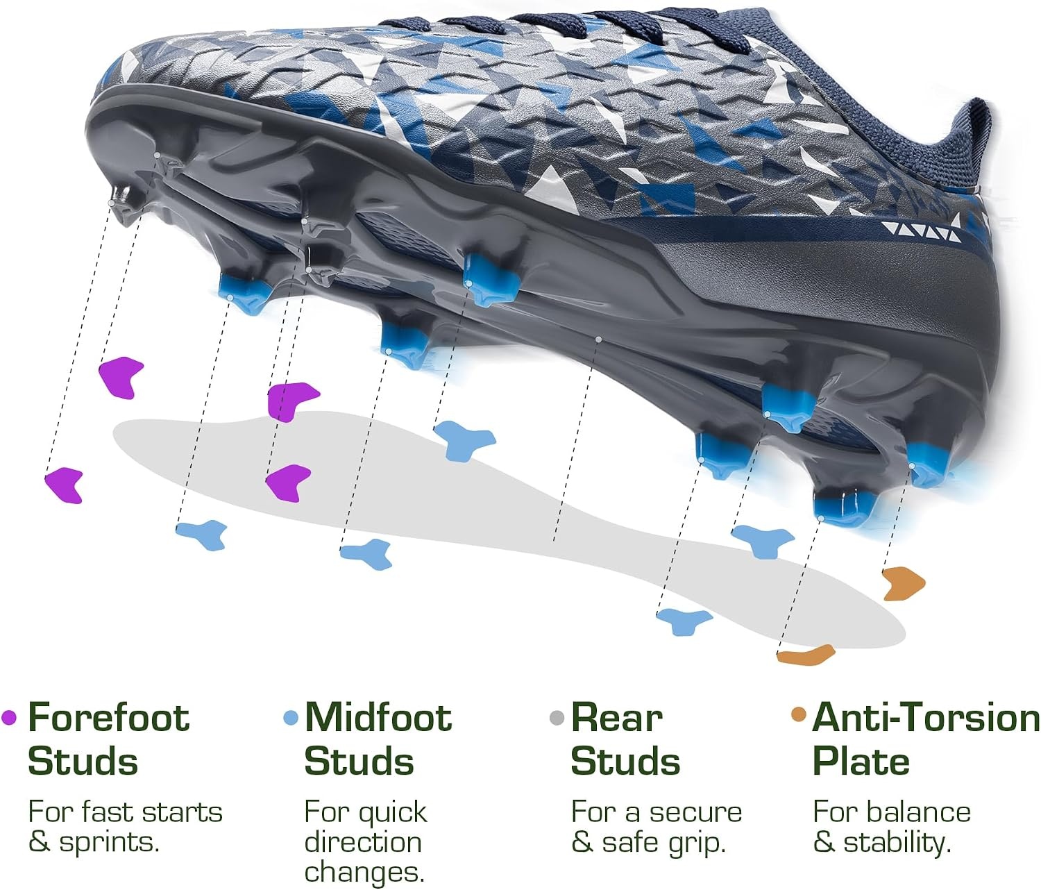 image:imageDREAM PAIRS Kids HighSpeed Soccer CleatsDark GreyNavy