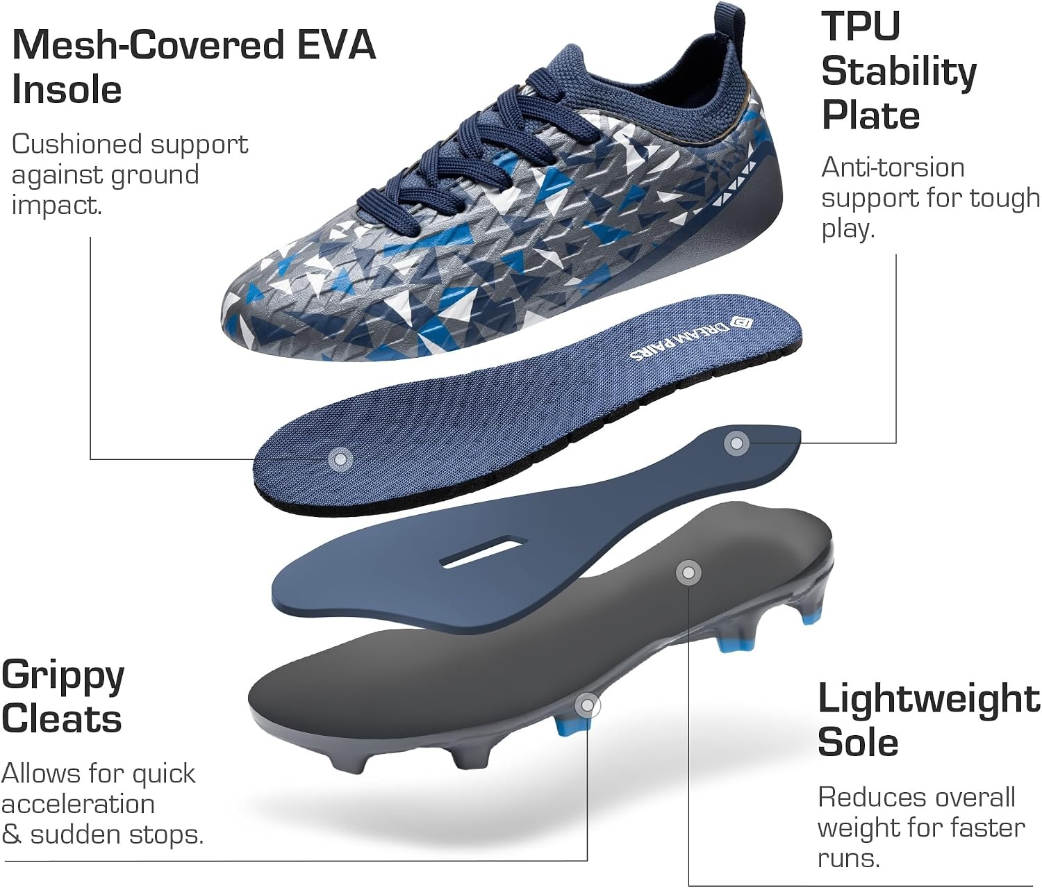 image:imageDREAM PAIRS Kids HighSpeed Soccer CleatsDark GreyNavy