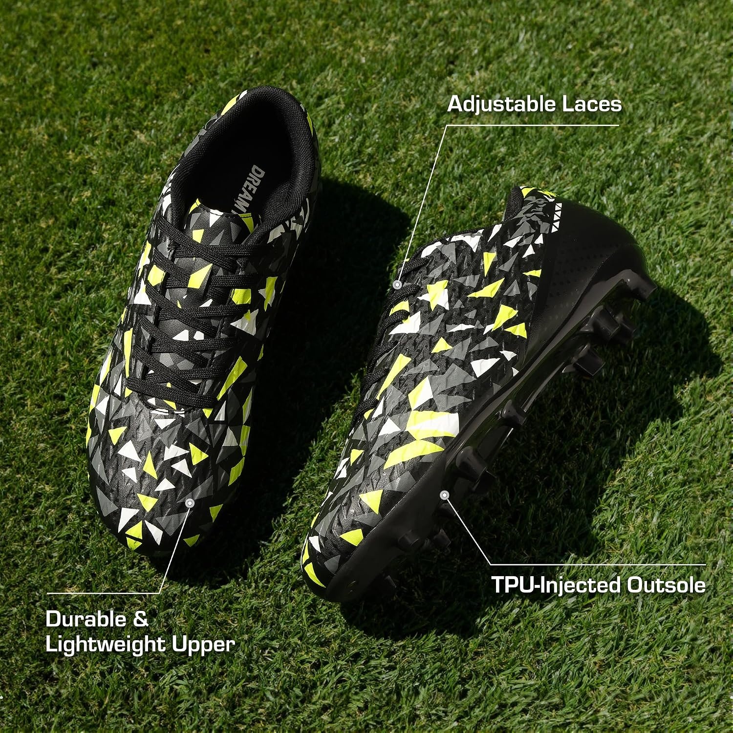 image:imageDREAM PAIRS Mens Soccer Cleats Football Shoes LaceUpBlackDark Grey