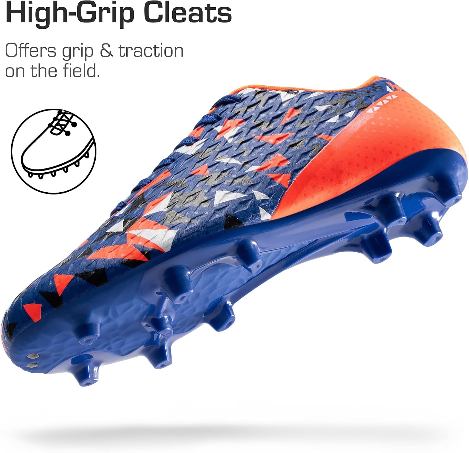 image:imageDREAM PAIRS Mens Soccer Cleats Football Shoes LaceUpOrangeRoyal Blue