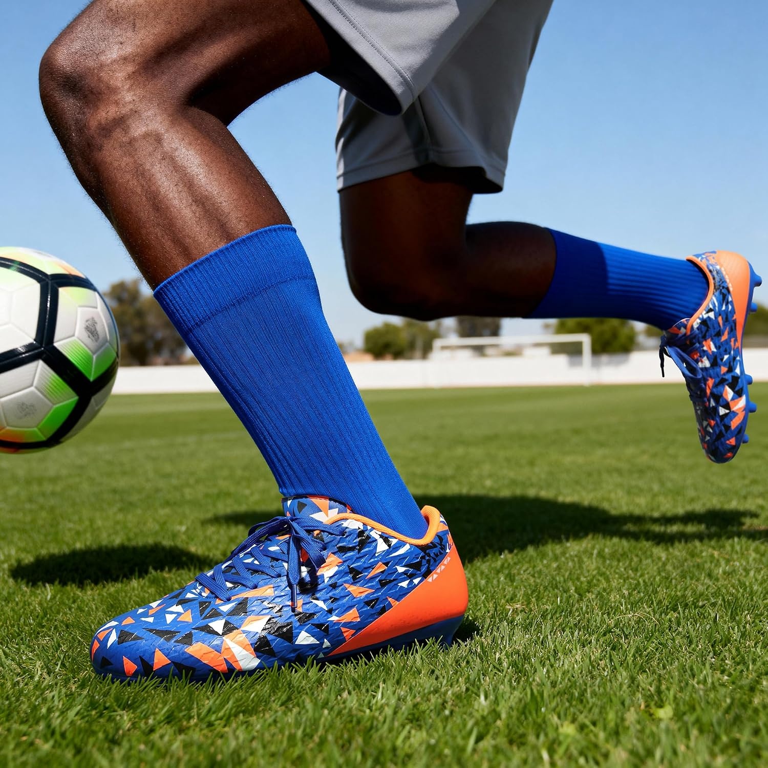 image:imageDREAM PAIRS Mens Soccer Cleats Football Shoes LaceUpOrangeRoyal Blue