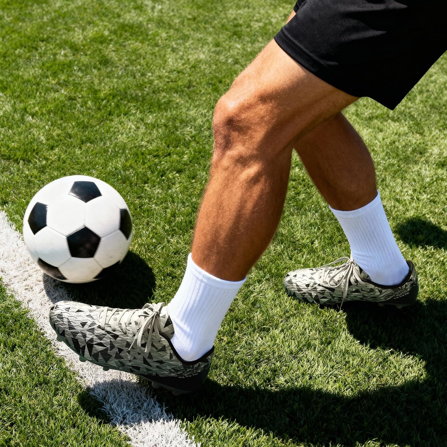 image:imageDREAM PAIRS Mens Soccer Cleats Football Shoes LaceUpSilverBlack