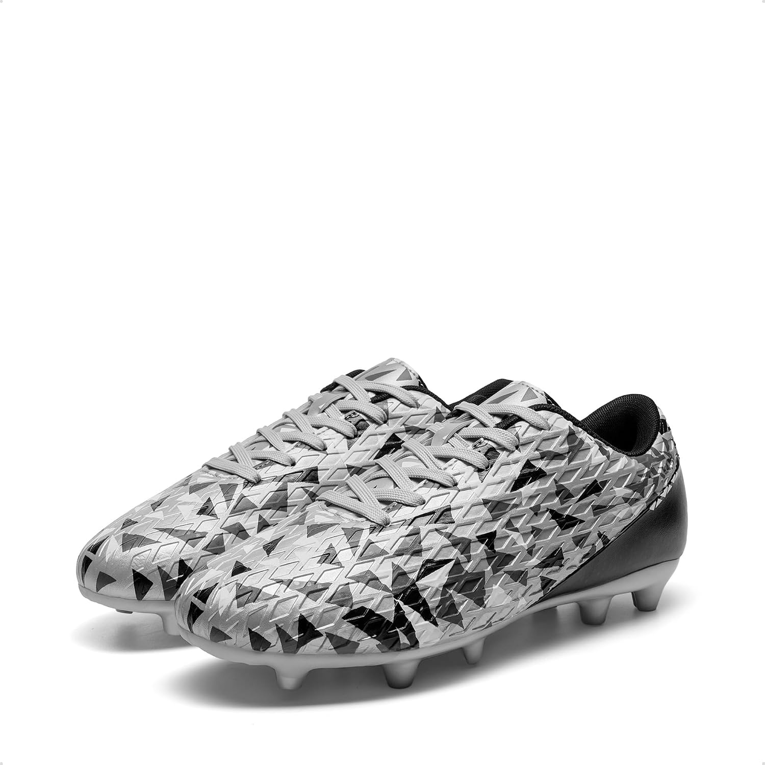 image:imageDREAM PAIRS Mens Soccer Cleats Football Shoes LaceUpSilverBlack