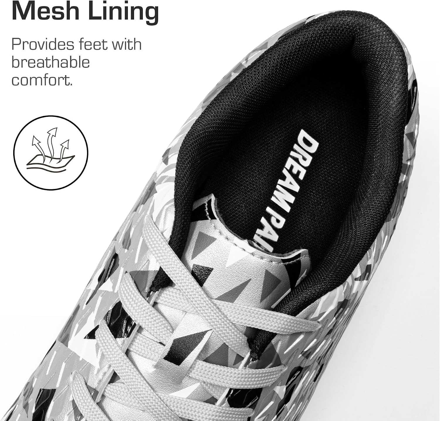 image:imageDREAM PAIRS Mens Soccer Cleats Football Shoes LaceUpSilverBlack