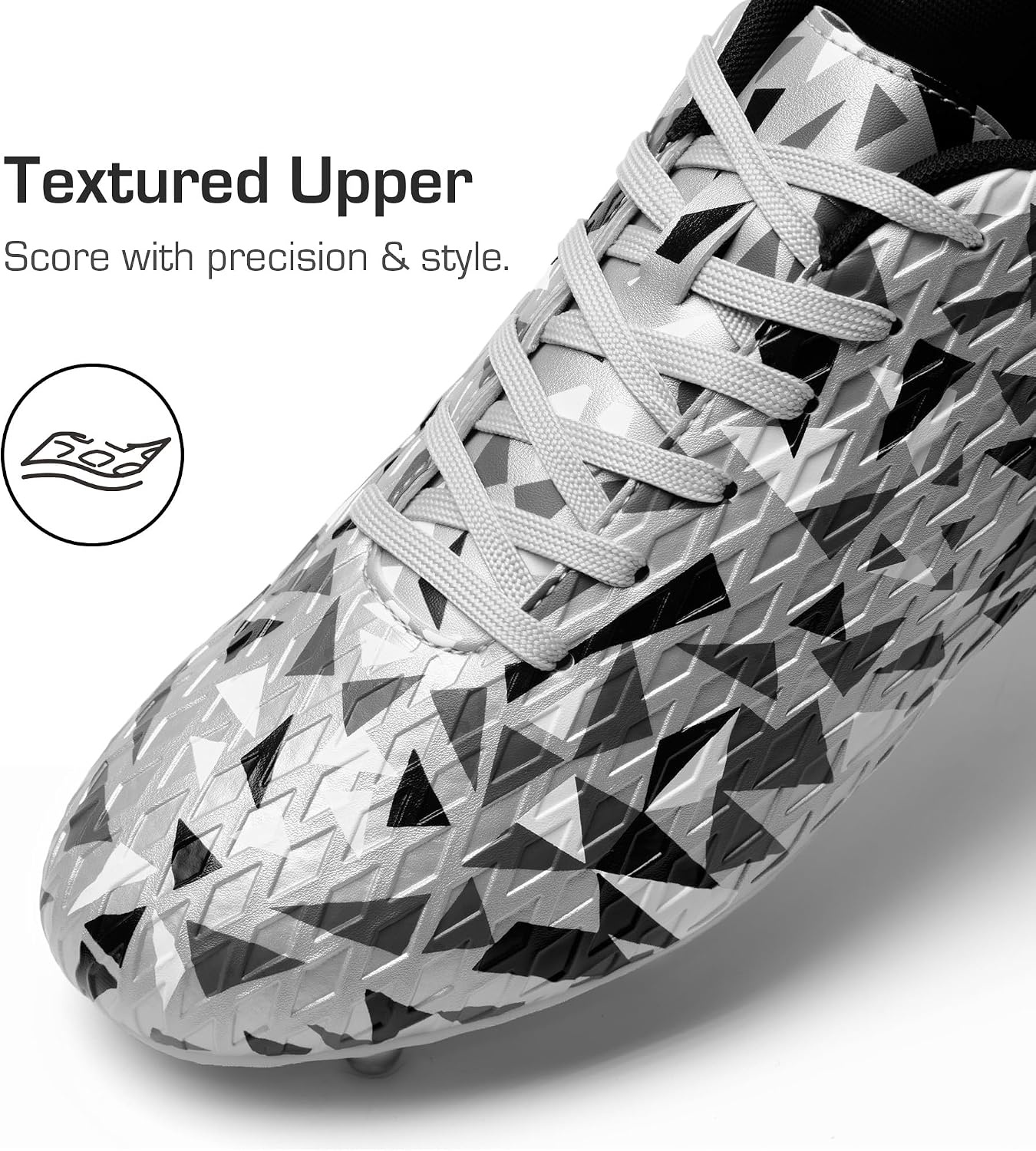 image:imageDREAM PAIRS Mens Soccer Cleats Football Shoes LaceUpSilverBlack