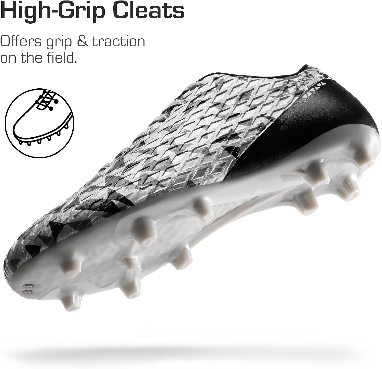 image:imageDREAM PAIRS Mens Soccer Cleats Football Shoes LaceUpSilverBlack