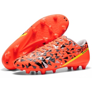 DREAM PAIRS Men’s Soccer Cleats Football Shoes Lace-Up(Orange/Dark Grey)