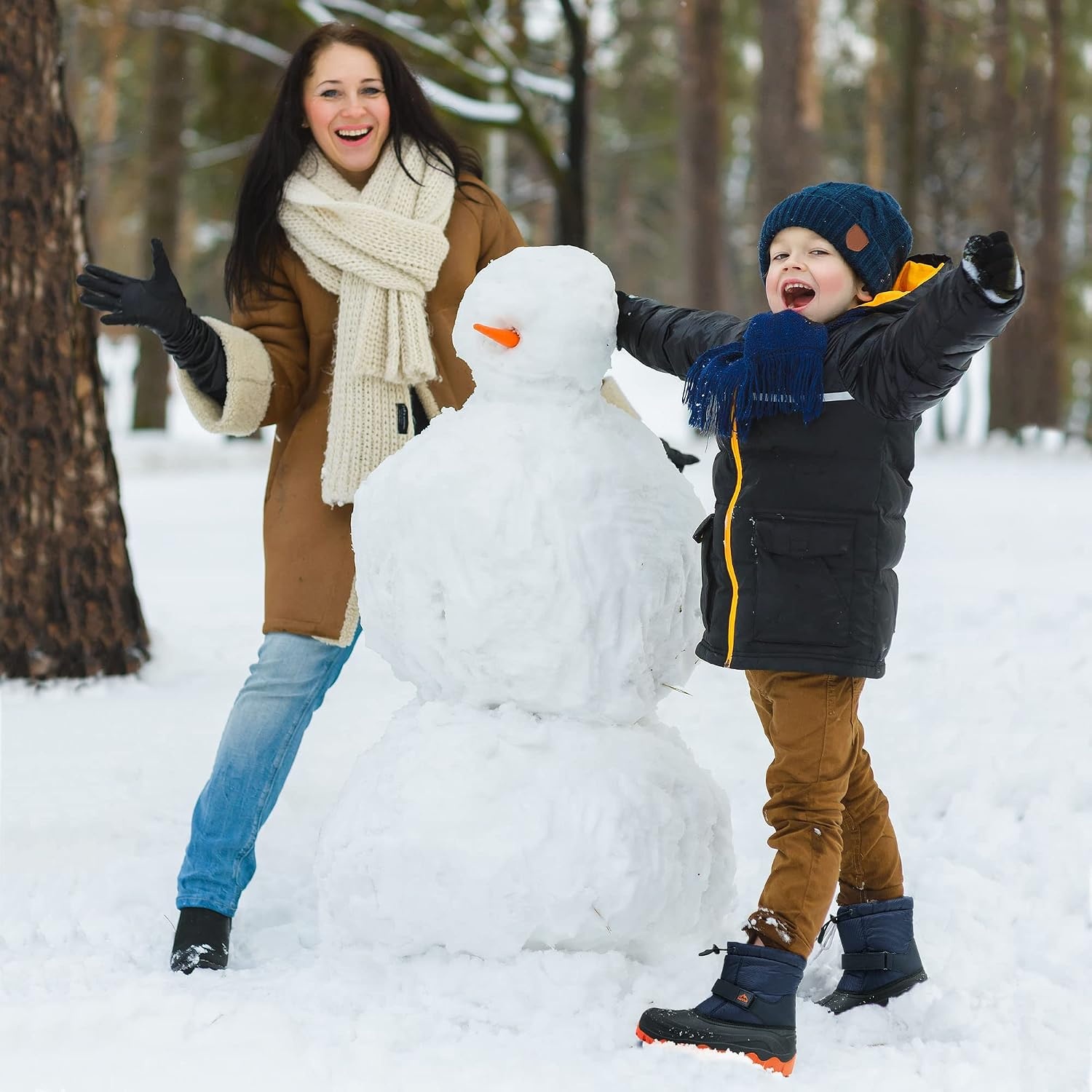 image:imageNORTIV 8 Kids Snow Boots Boys GirlsNavy Blue