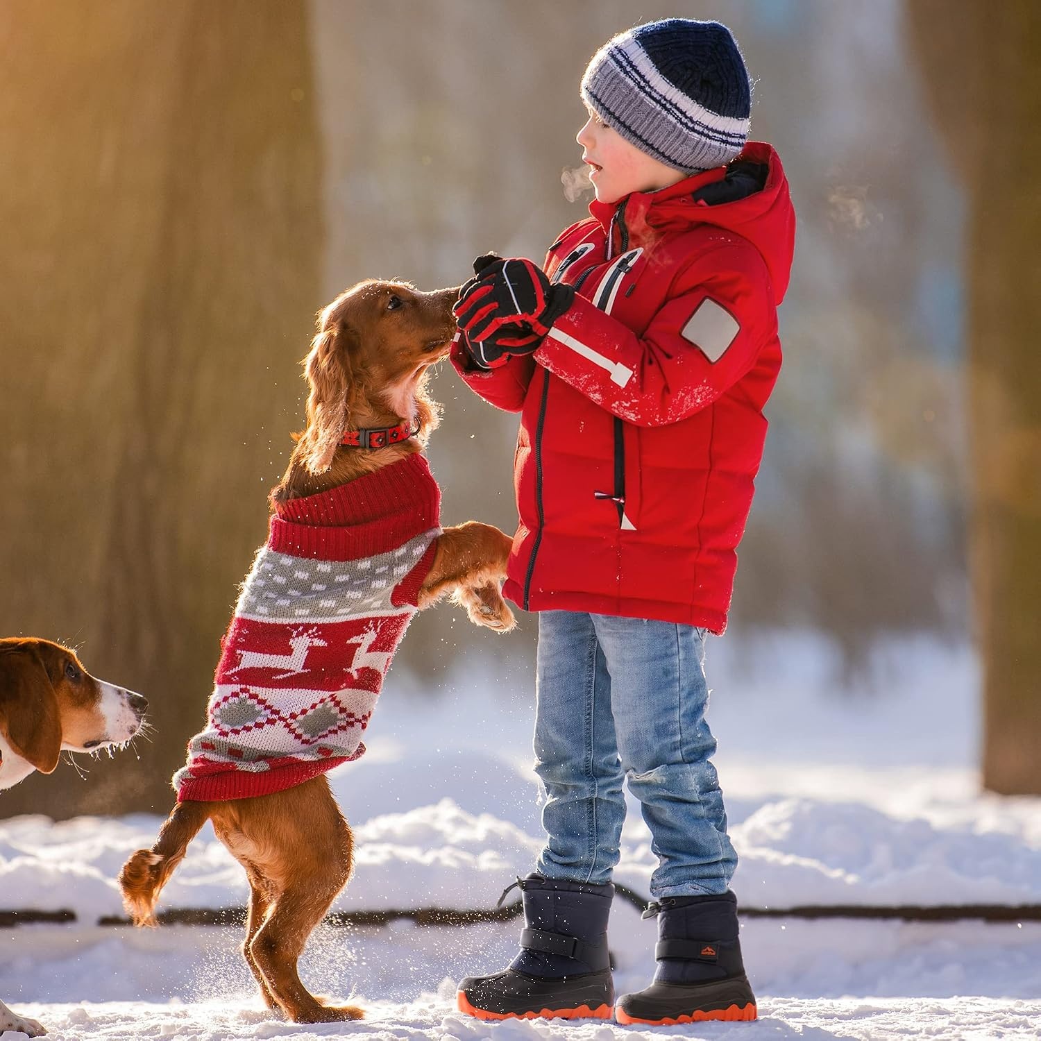image:imageNORTIV 8 Kids Snow Boots Boys GirlsNavy Blue