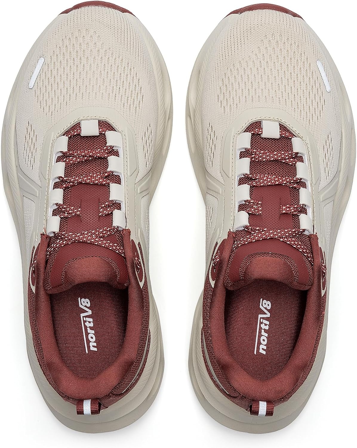 image:imageNORTIV 8 Womens Cushioned Walking Fashion SneakersBeigeBurgundy
