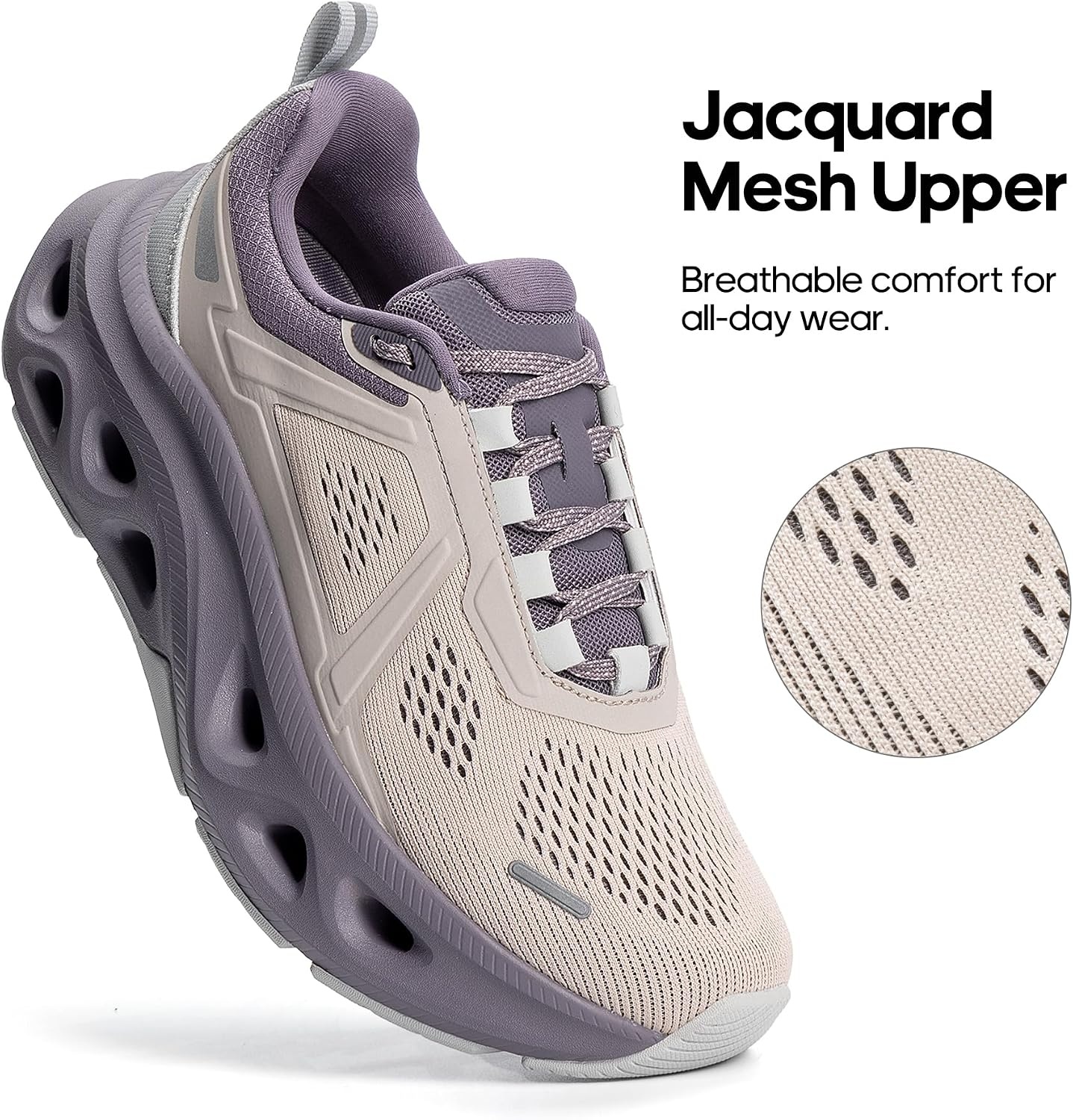 image:imageNORTIV 8 Womens Cushioned Walking Fashion SneakersGrey PinkPurple