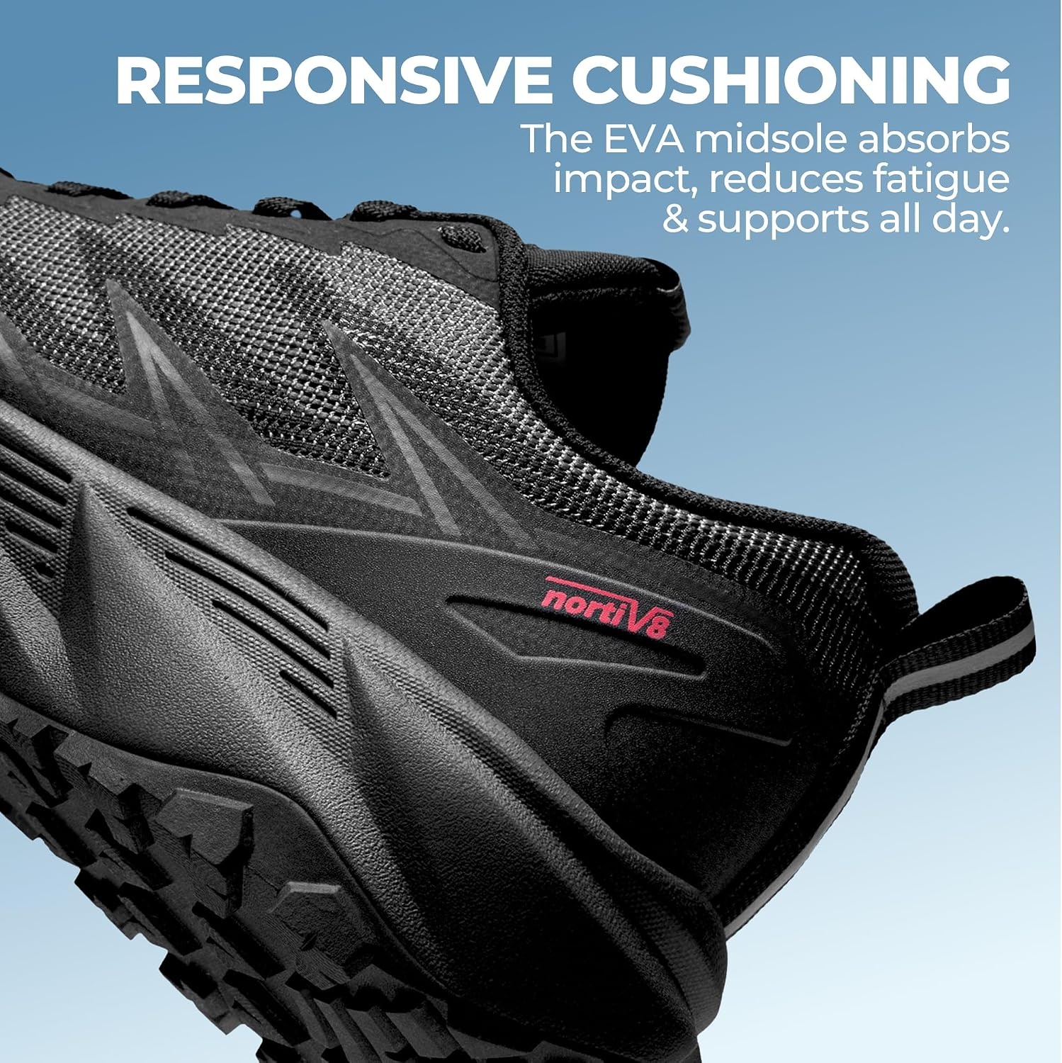 image:imageNORTIV 8 Womens Breathable Trail Running ShoesAll Black